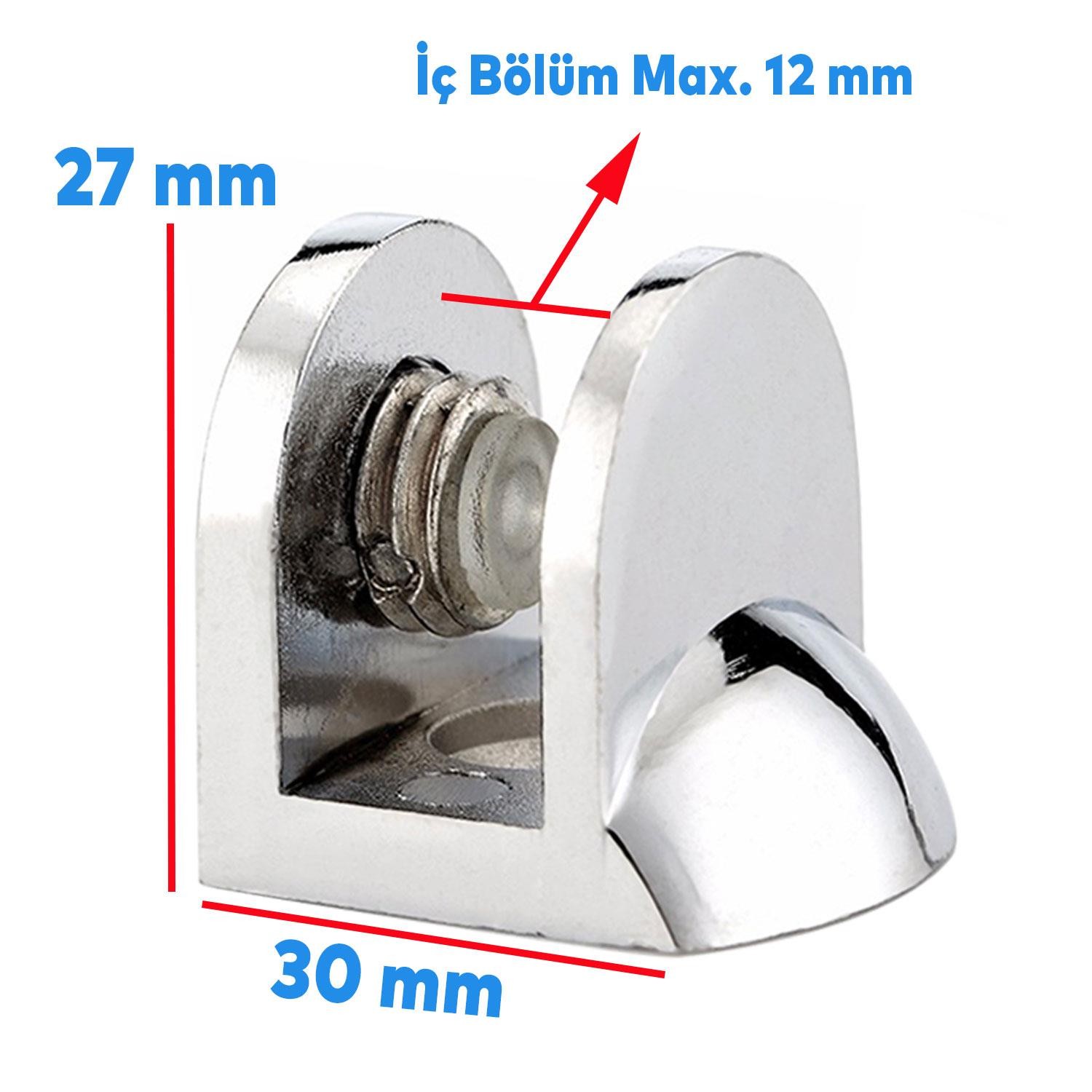 Tırnak Lüx Metal Cam Raf Tutucu Cam Etejer Menteşesi Krom Metal Vidalı 12 mm (4 Adet)