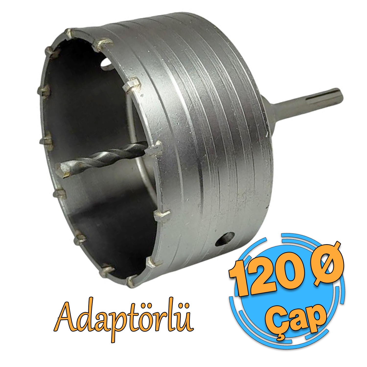 Adaptörlü Metal Sds Plus Elmas Panç Ø 120 mm Çap Delik Oyuk Açma Delme Buat Açma Testeresi 1 Adet