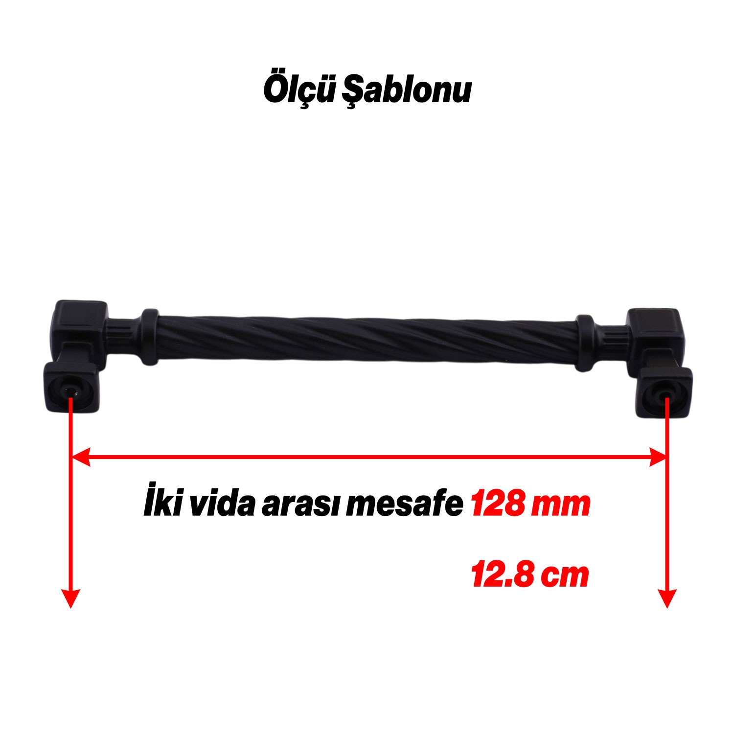 Burma Mat Siyah Metal Kulp 128 mm 12.8 cm Mobilya Çekmece Mutfak Dolabı Dolap Modern Kapak Kulpları