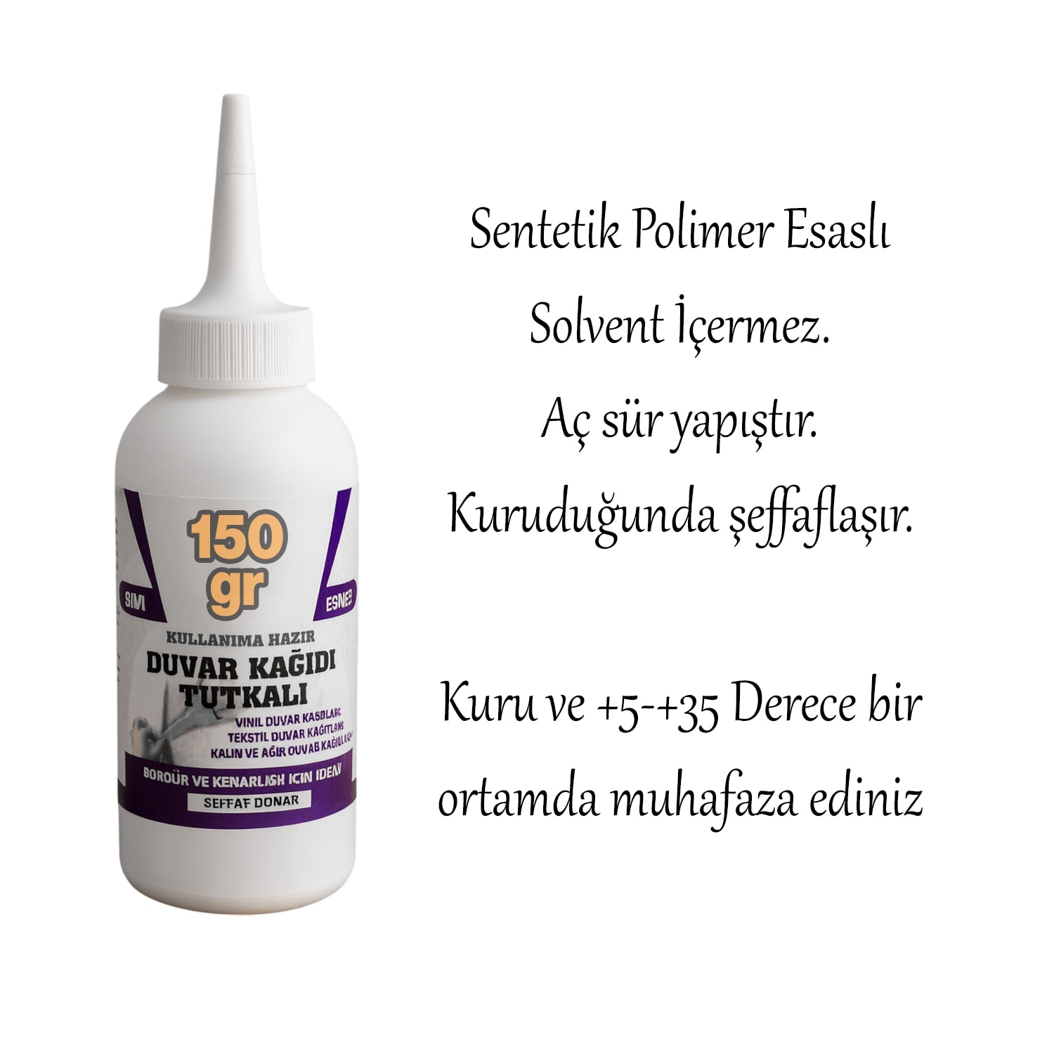 Hazır Duvar Kağıdı Yapıştırıcısı (150 gr) Şeffaf Sıvı Tutkal Vinil Bordür Tekstil Kağıtları Yapıştır