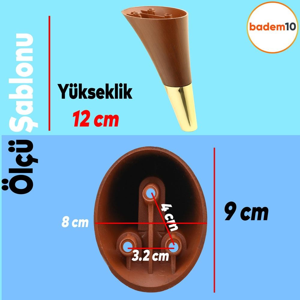 Clara Mobilya Kanepe Sehpa TV Ünitesi Baza Koltuk Ayağı Kahverengi Gold Renk 12 cm Ayak
