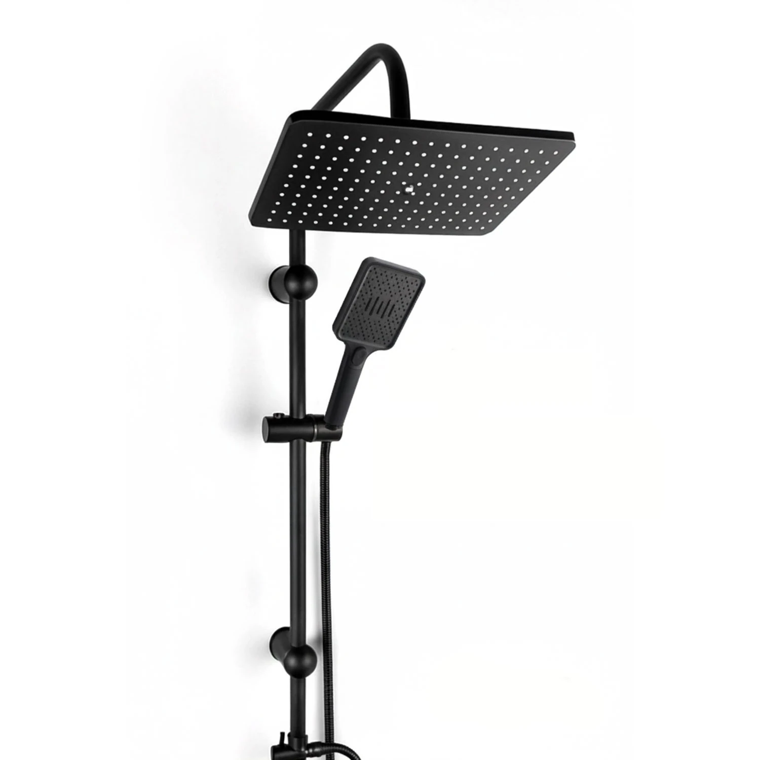 Robot Duş Seti Siyah Tam Takım Lüks Yağmurlama ve Çok Fonksiyonlu El Duşu Başlıklı Vidalı Duş Sistemi