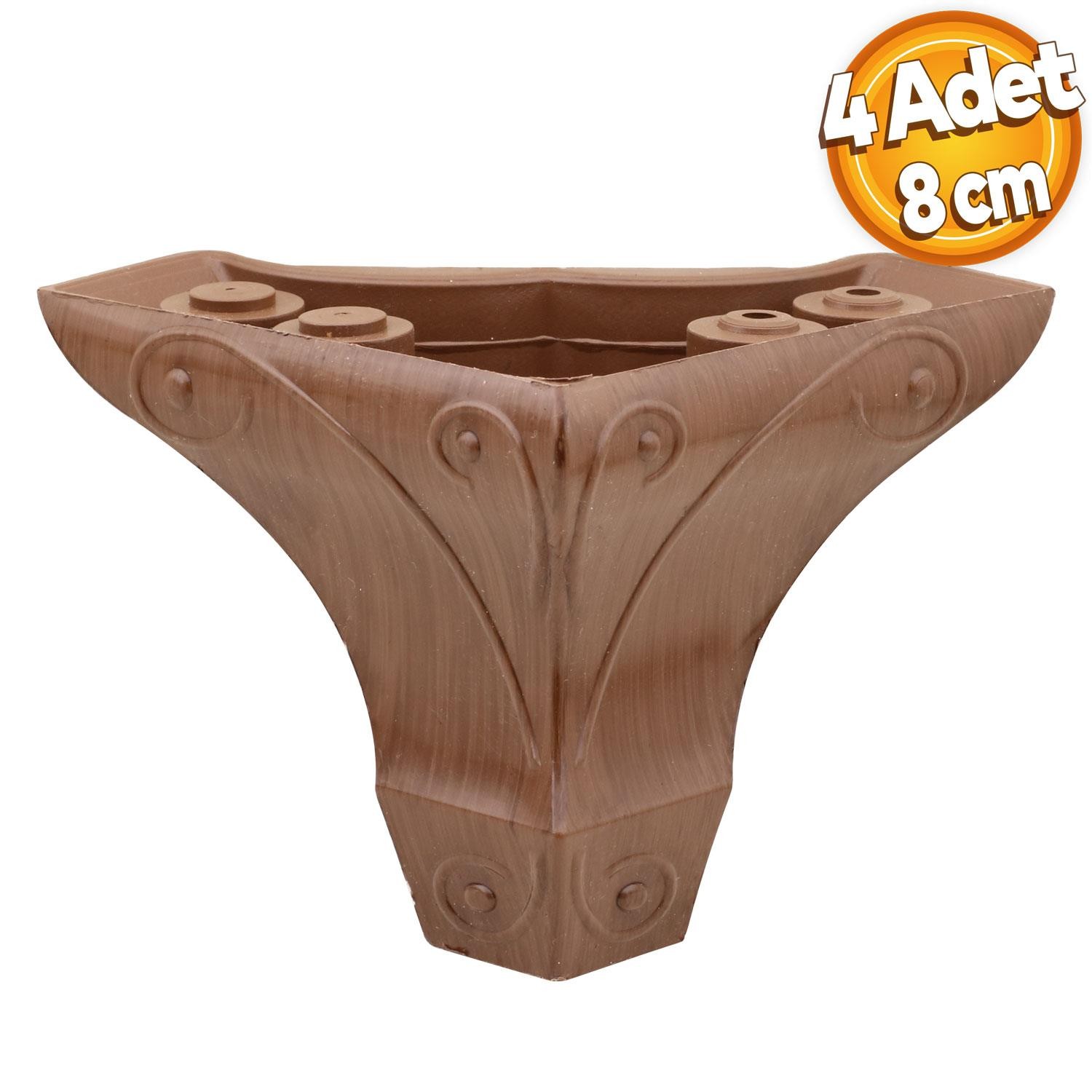 Inci Mobilya Sehpa Puf Masa Dolap Ayağı Kahverengi Ahşap Desenli Ayakları 8 Cm (4 ADET)
