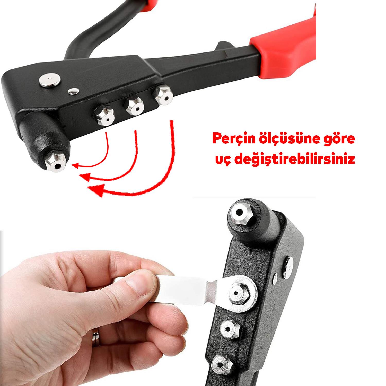 Perçin Tabancası Ergonomik Saplı Dayanıklı Metal Gövde 24 cm Profesyonel El Aleti