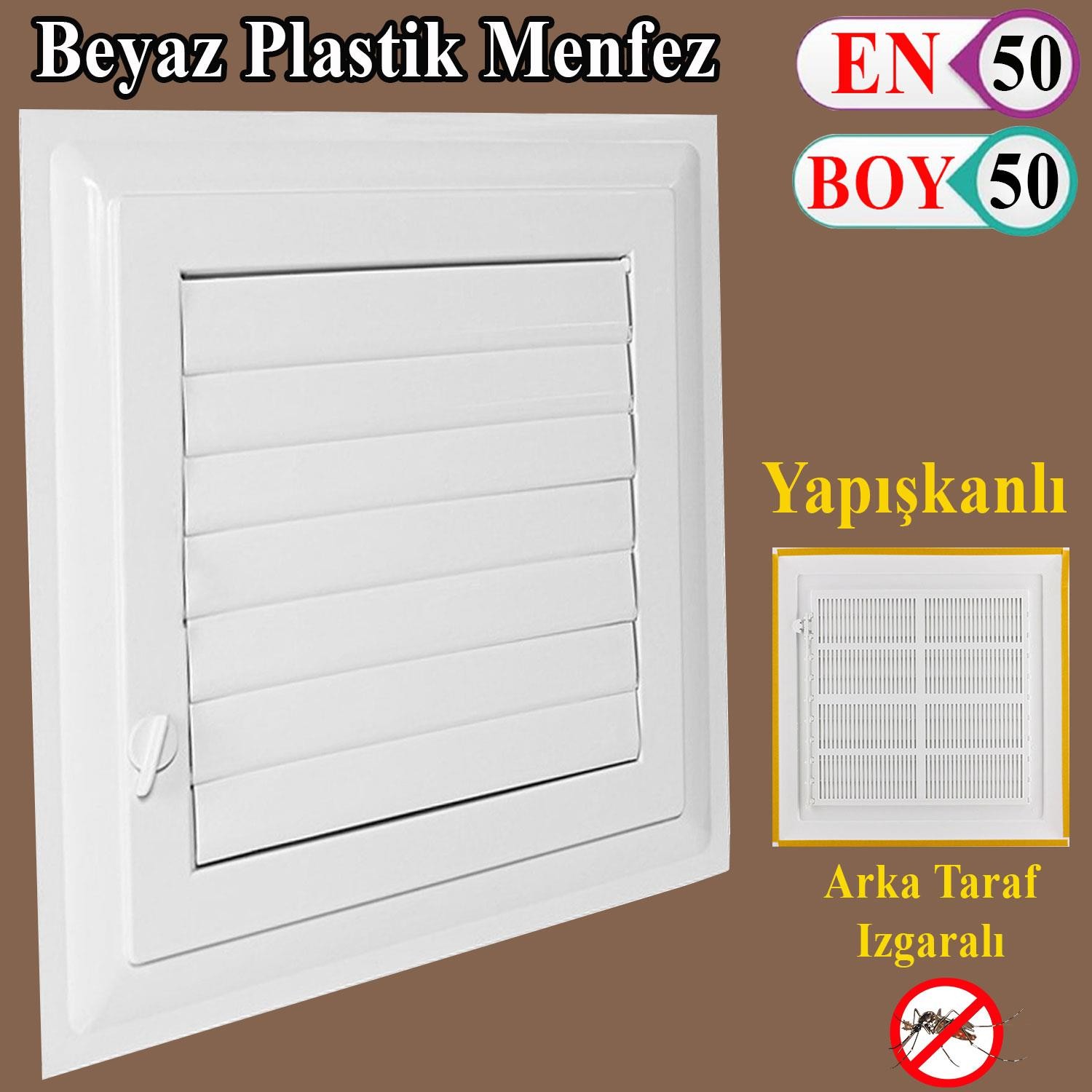 Menfez Banyo Wc Tuvalet Havalandırma Plastik Panjur Beyaz 50x50 CM