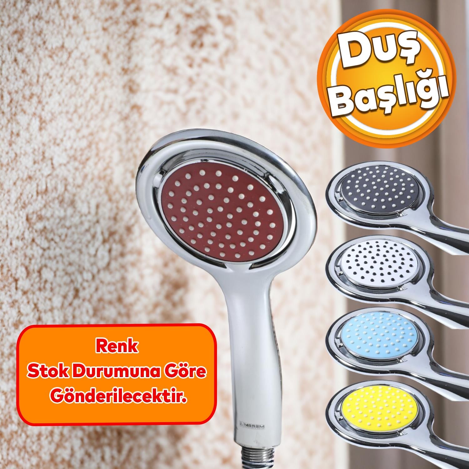 Banyo Aksesuar Duş Telefon Başlığı Yuvarlak Renk Seçenekli Klasik El Başlık