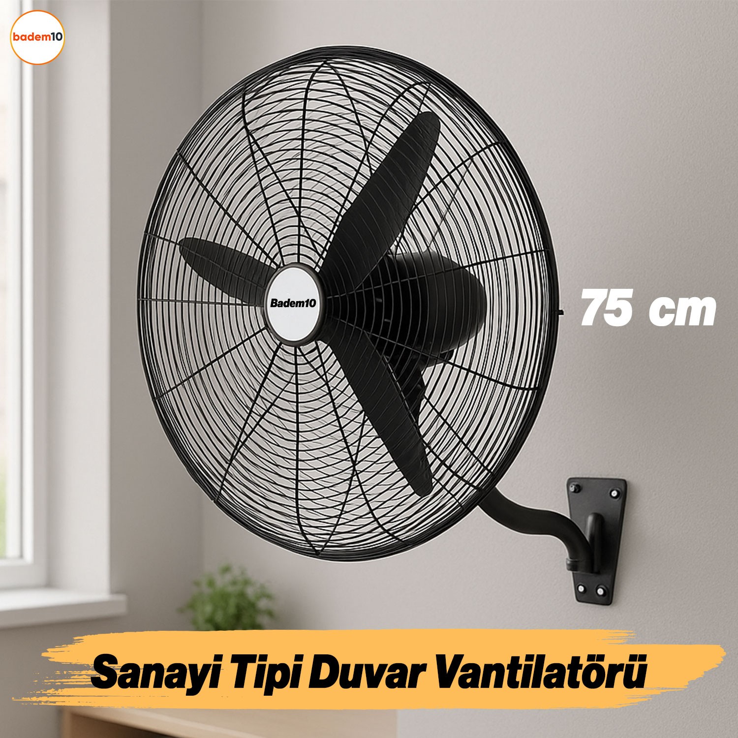 Sanayi Tipi Kumandalı 75 cm 210 W Duvar Vantilatörü Endüstriyel Geniş Sessiz Duvara Monte Fan