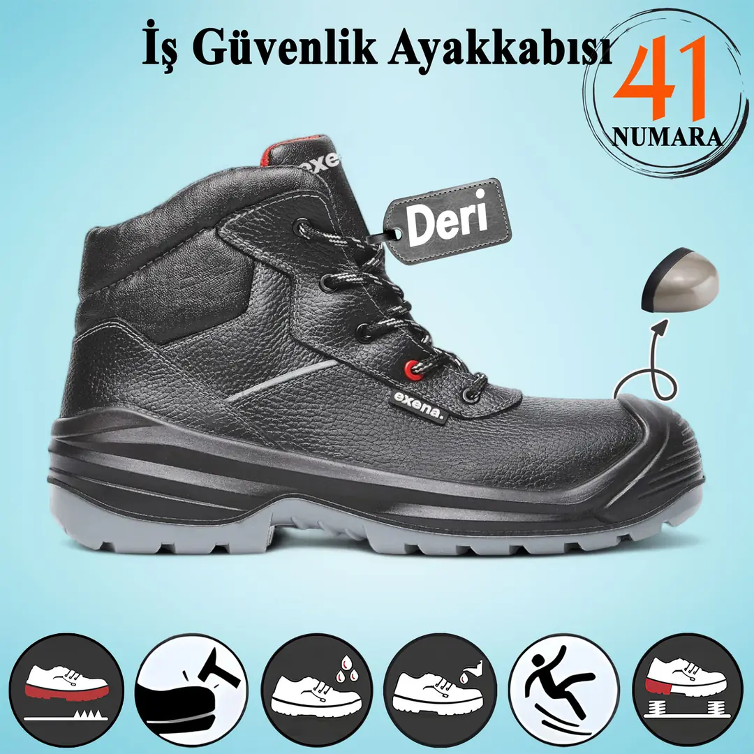 İş Güvenliği Ayakkabısı Hakiki Deri 41 Numara Kompozit Burunlu