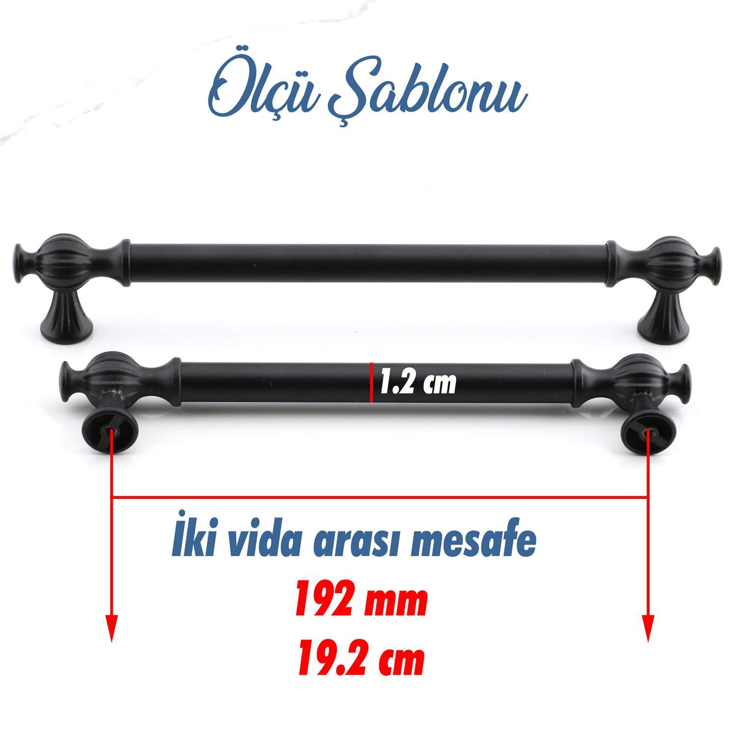 Çınar 192 mm Siyah Mobilya Metal Kulp Mutfak Çekmece Dolap Dolabı Kapak Kulpları Kulbu Kulpu 192 mm