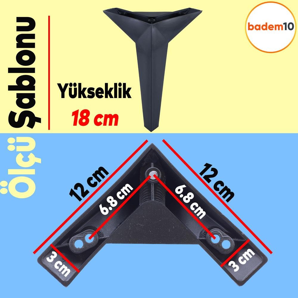 Kale Lüks Mobilya Kanepe Sehpa TV Ünitesi Koltuk Ayağı 18 cm Siyah Baza Ayak