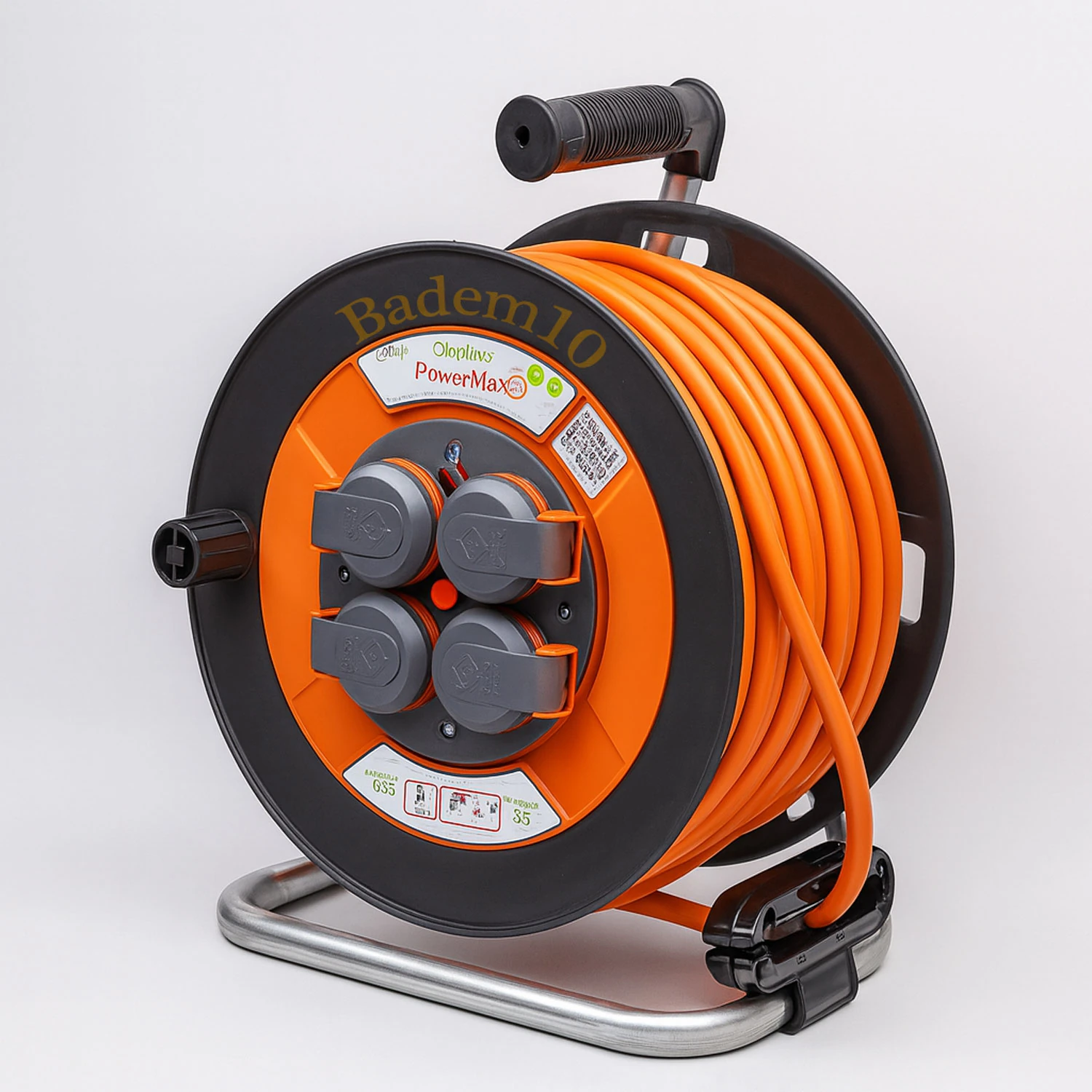 Plastik Makaralı Kablo Uzatma Kablosu % 100 BAKIR 40 Metre 3x2.5 mm Termal Sigortalı Seyyar 4 Prizli