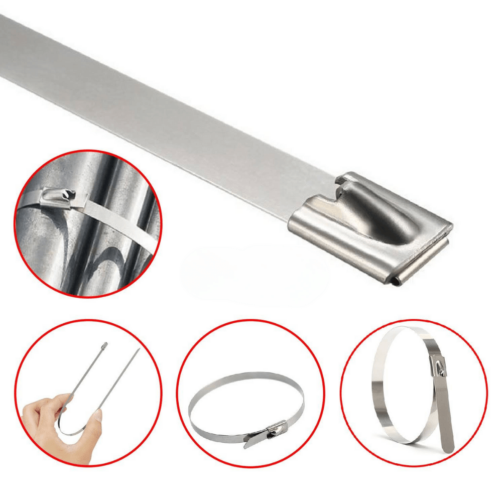 Cırt Kelepçe Metal Paslanmaz Çelik Kablo Zip Bağı Çok Amaçlı Bağlama 4.6x300 1 Adet