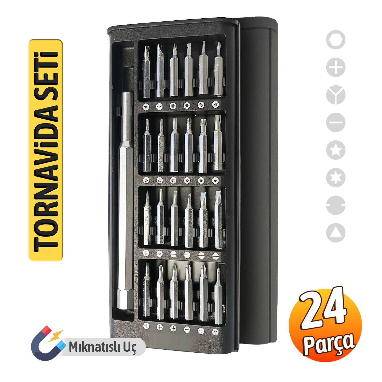 Hassas Mıknatıslı Mini 24 Parça Tornavida Seti Bilgisayar Telefon Elektronik Tamiri İçin İdeal