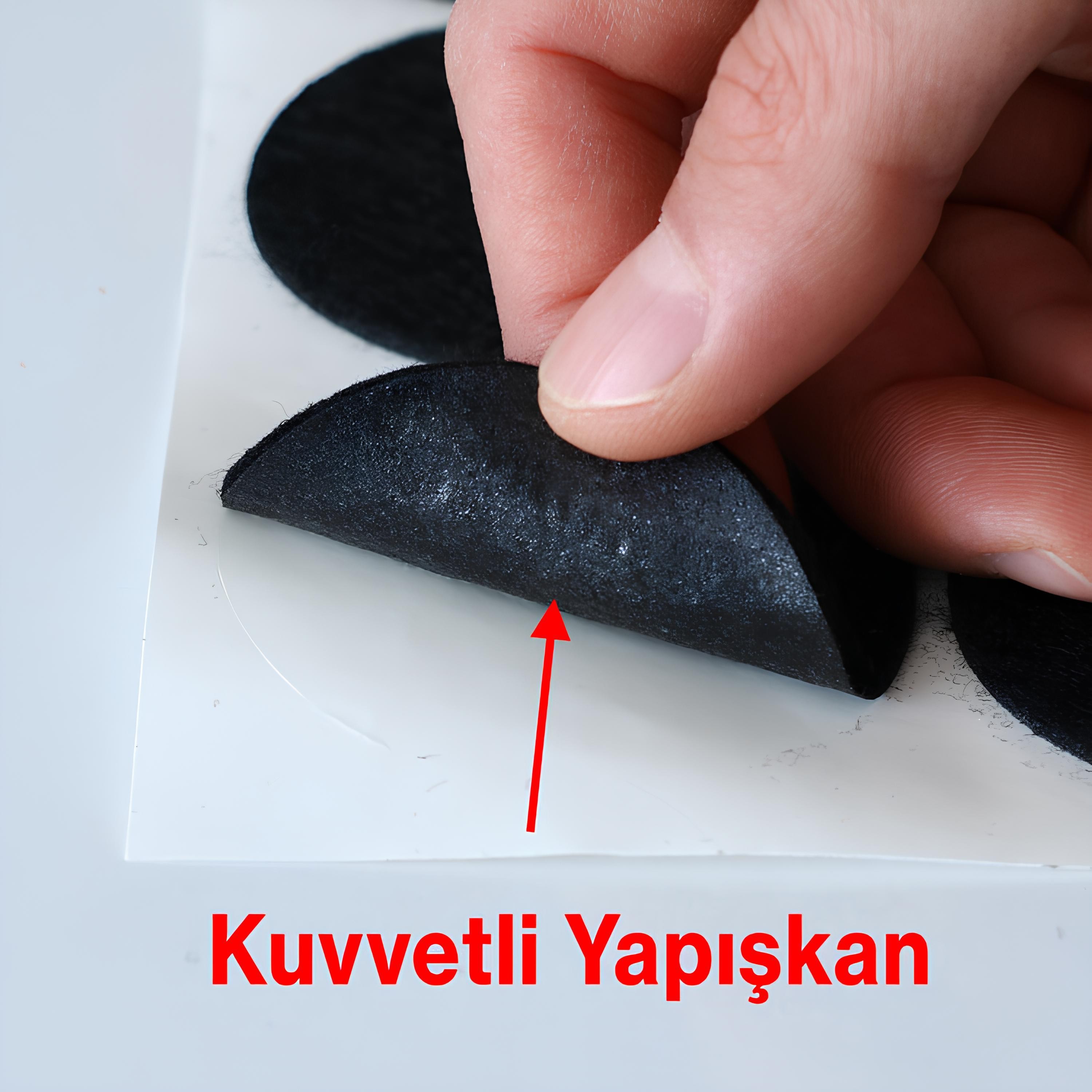 Zemin Koruyucu Keçe 50 mm Yapışkanlı (8'li PAKET) Masa Sandalye Mobilya Koltuk Ayak Keçesi Siyah