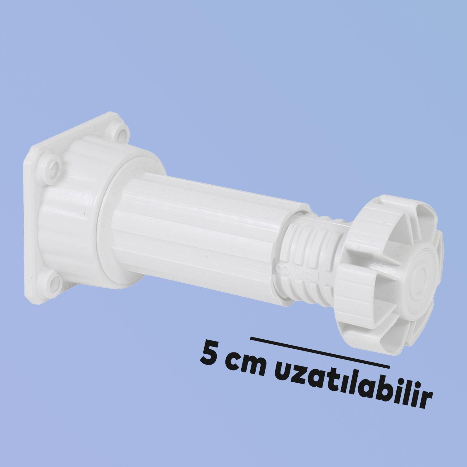 (8 ADET) Ayarlanabilir Dolap Mobilya Tezgah Puf Yükseltici Yükseltme Ayağı 10 Cm Beyaz Ayakları
