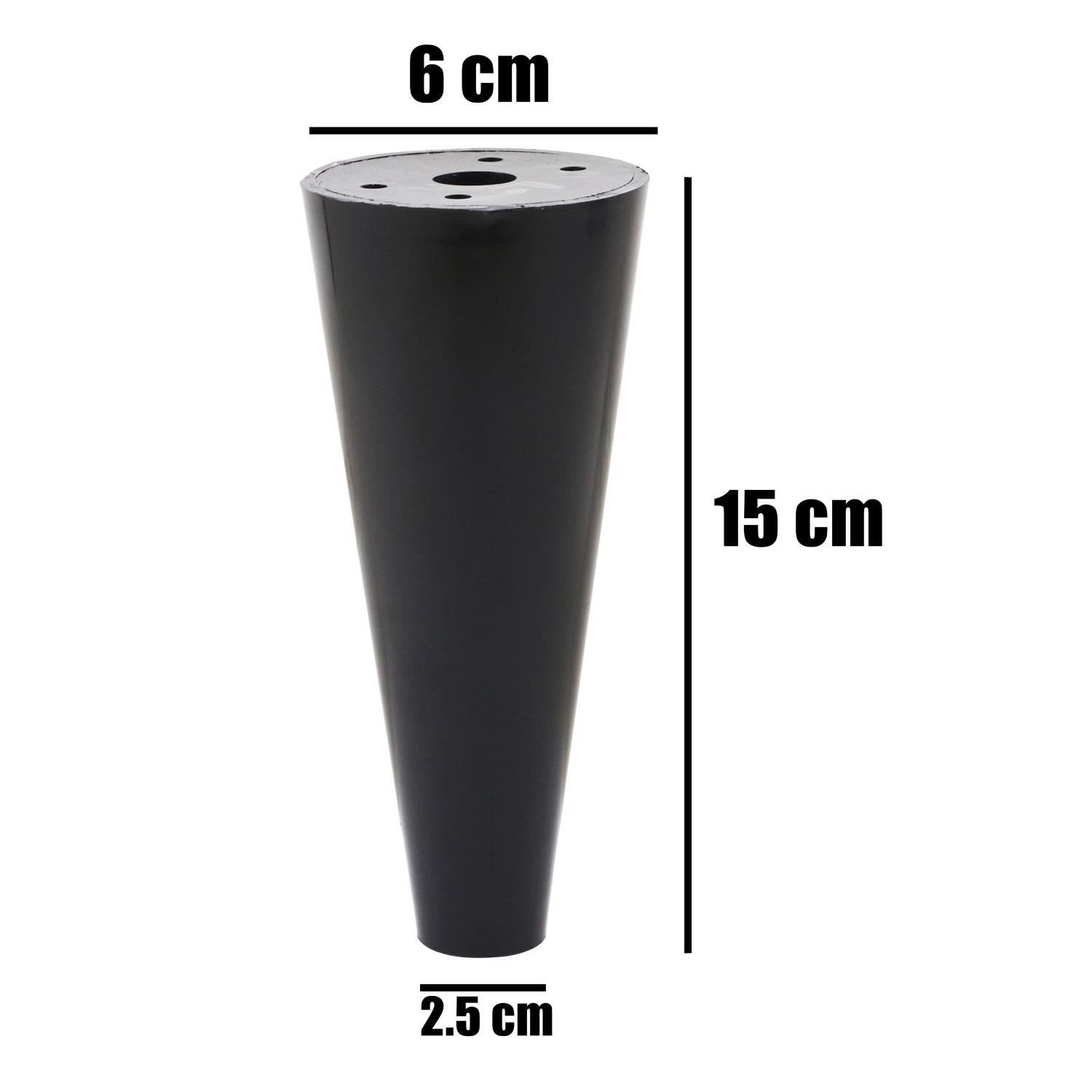 Mobilya Baza Koltuk Yükseltici Orta Konik Kanepe Destek Ayağı Ayakları Siyah 15 Cm 4 Adet