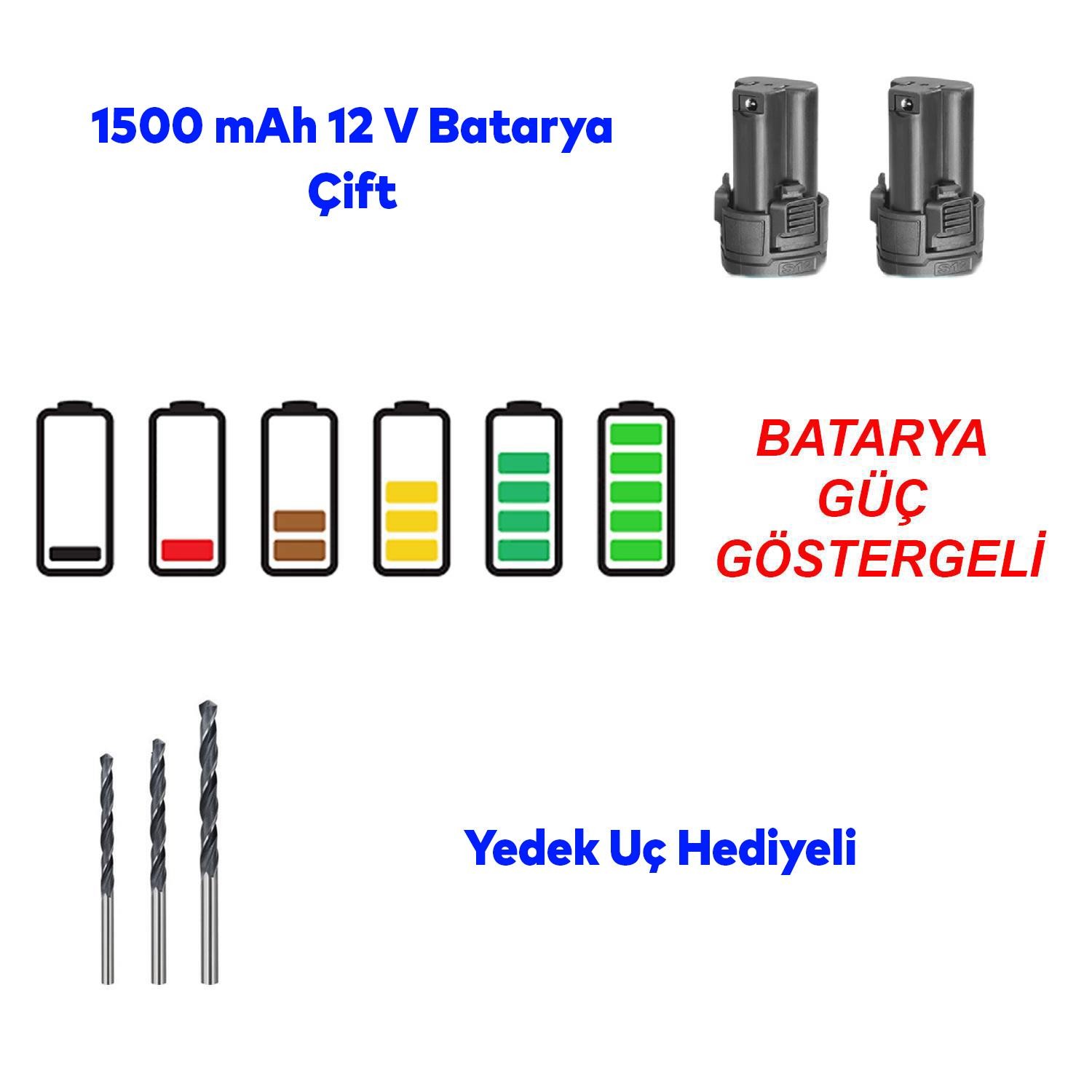 Total Çift Akülü Darbeli Vidalama Matkap 12 V Lİ-ON 1500 mAh 