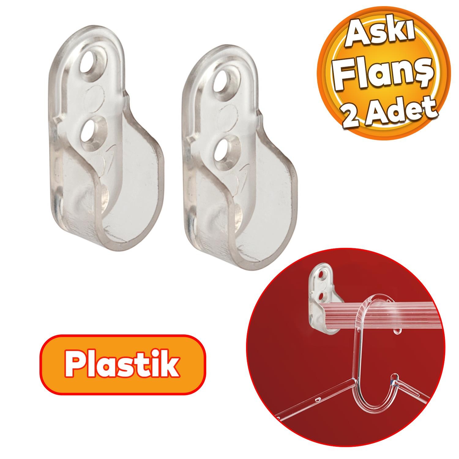 Askı Flanşı Oval Dolap Elbise Askı Asma Aparatı Plastik Aparat 45 mm (2 ADET)