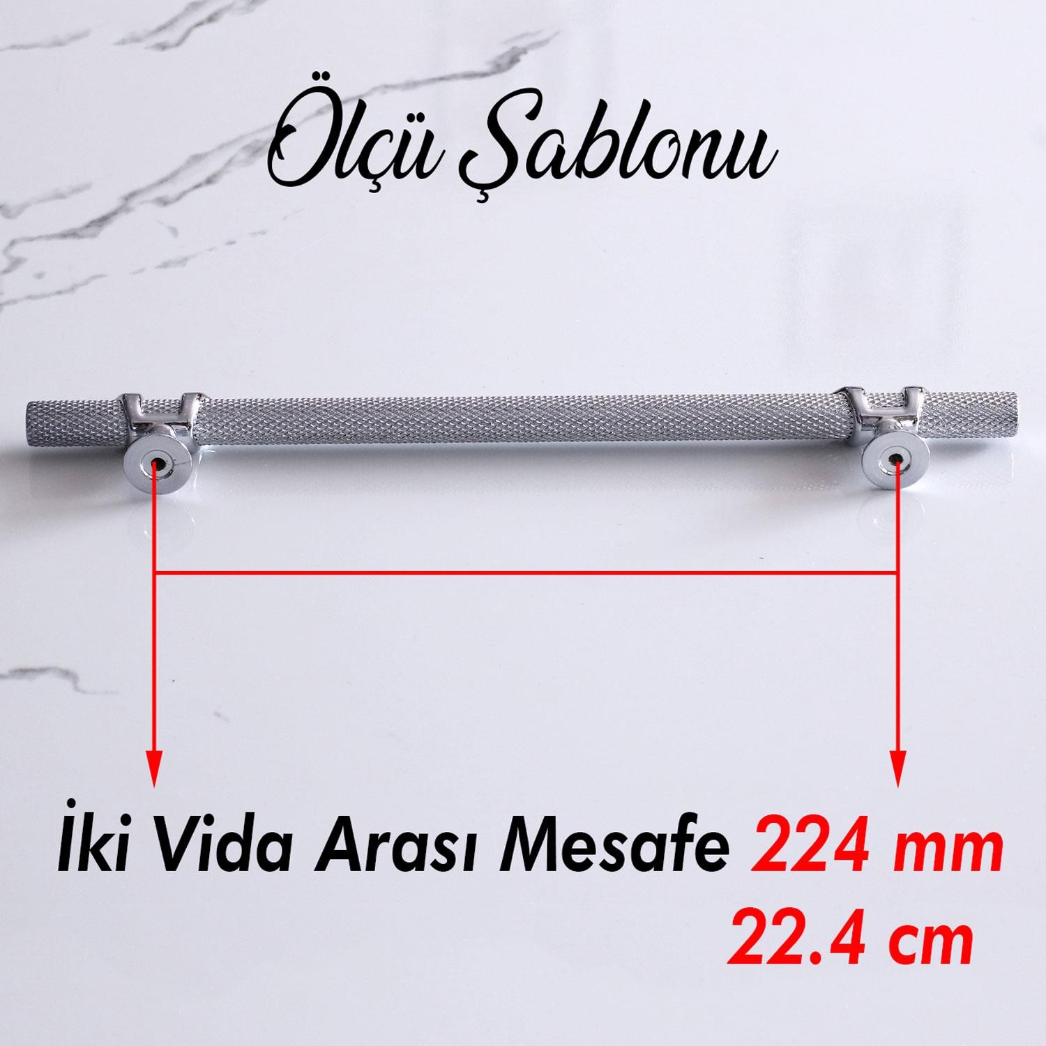 Burç Kulp 224 mm Krom Renk Mobilya Çekmece Mutfak Dolabı Dolap Kulpları Kapak Kulbu Kulpu Metal