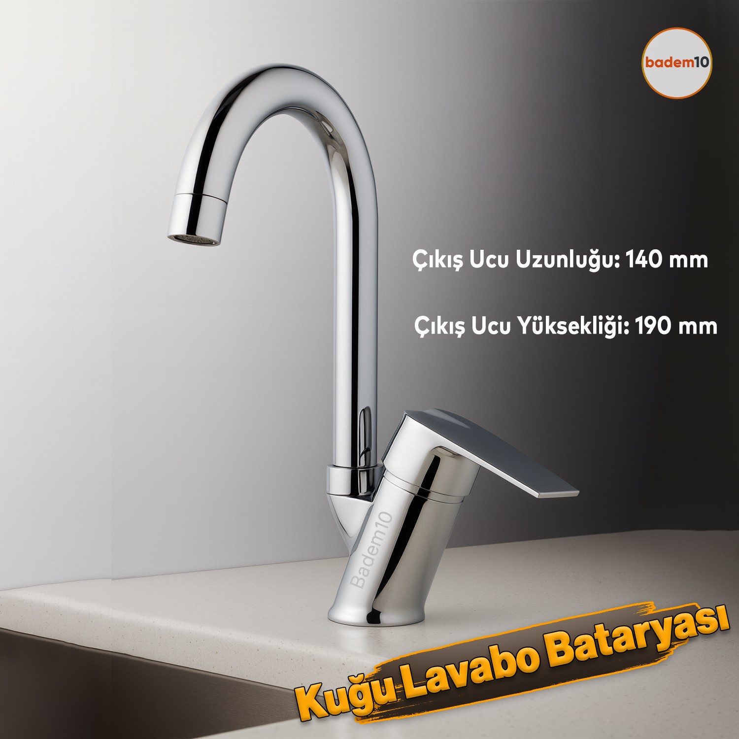 Premium Sıcak Soğuk Ayarlı Tek Kollu Aç Kapa Krom Kuğu Lavabo Bataryası Duvar Tipi Armatür Modern