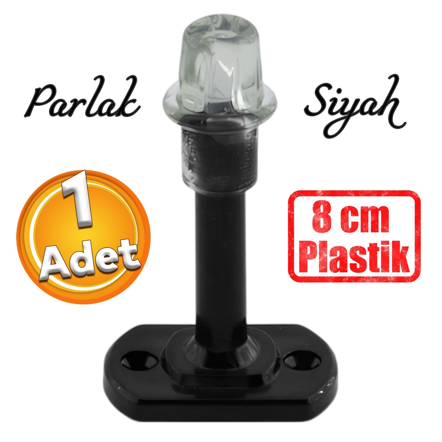 Plastik Kapı Pencere Arkası Parlak Siyah Tampon 8 CM Vidalı Duvar Koruyucu Silikon Stoper 1 Adet