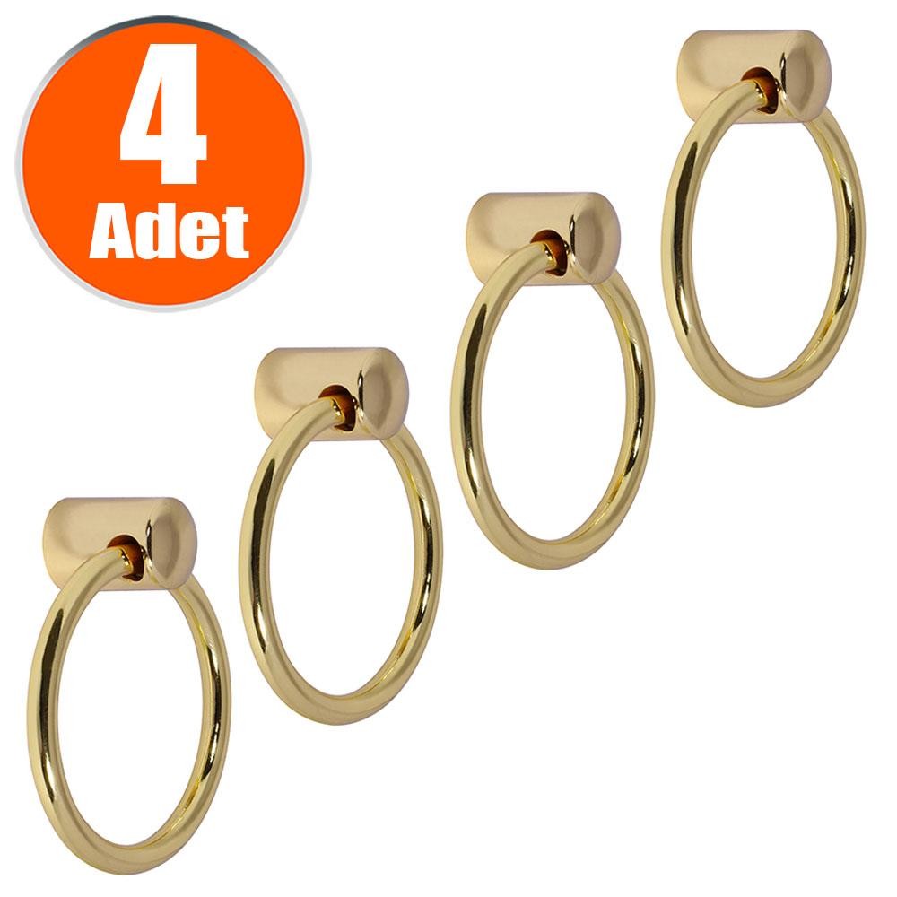 Sarkaç Dolap Dolabı Çekmece Kulpu Kulpları Kulbu Gold Metal Halka Kulp (4 ADET) Mobilya Mutfak
