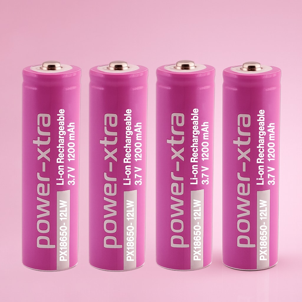 4 Adet 18650 Pembe Renk Şarjlı Batarya Pil 3.7V 1200mAh Li-Ion Uzun Ömürlü Yüksek Kapasiteli Şarj