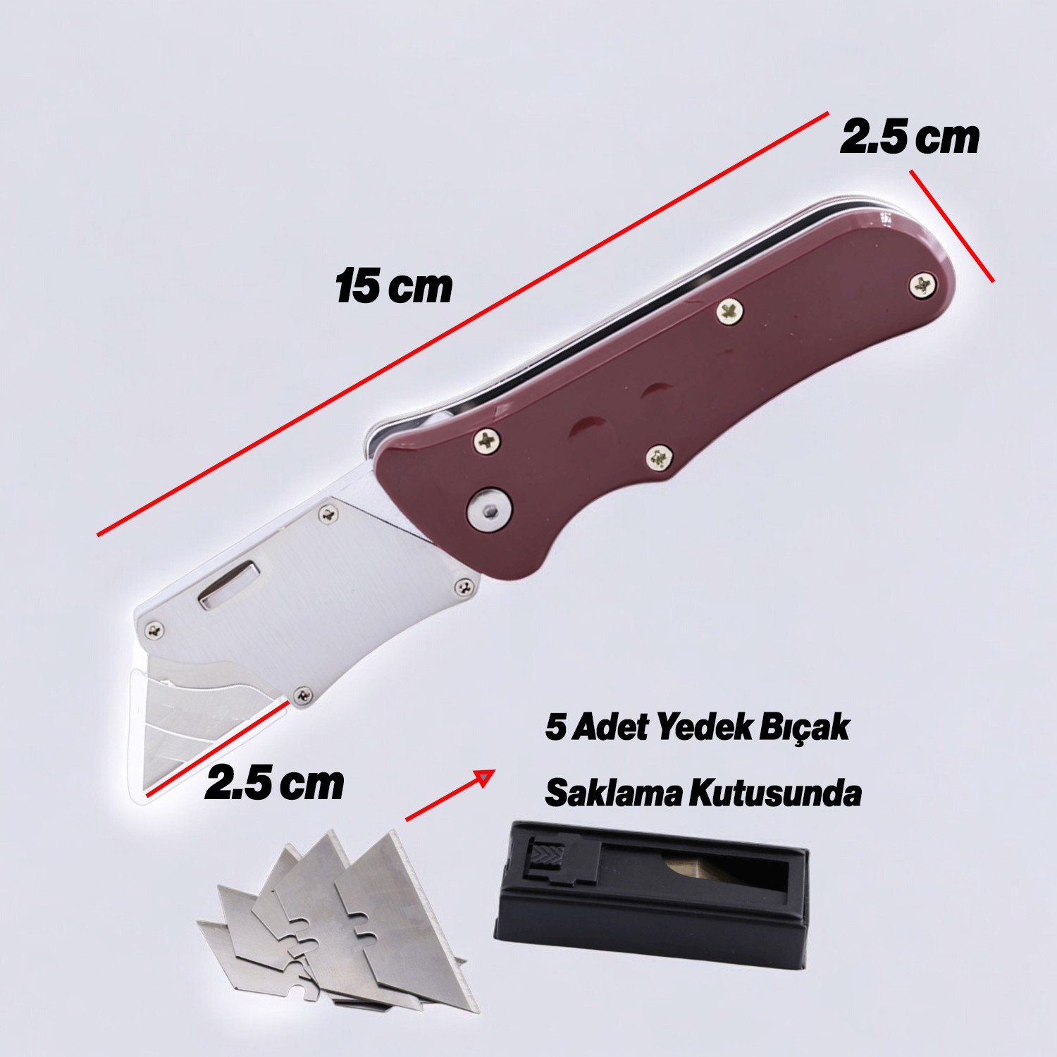 Çok Amaçlı Metal Maket Bıçak Halı Bıçağı Maket Bıçağı 5 Adet Yedek Bıçak Küçük Değiştirilebilir