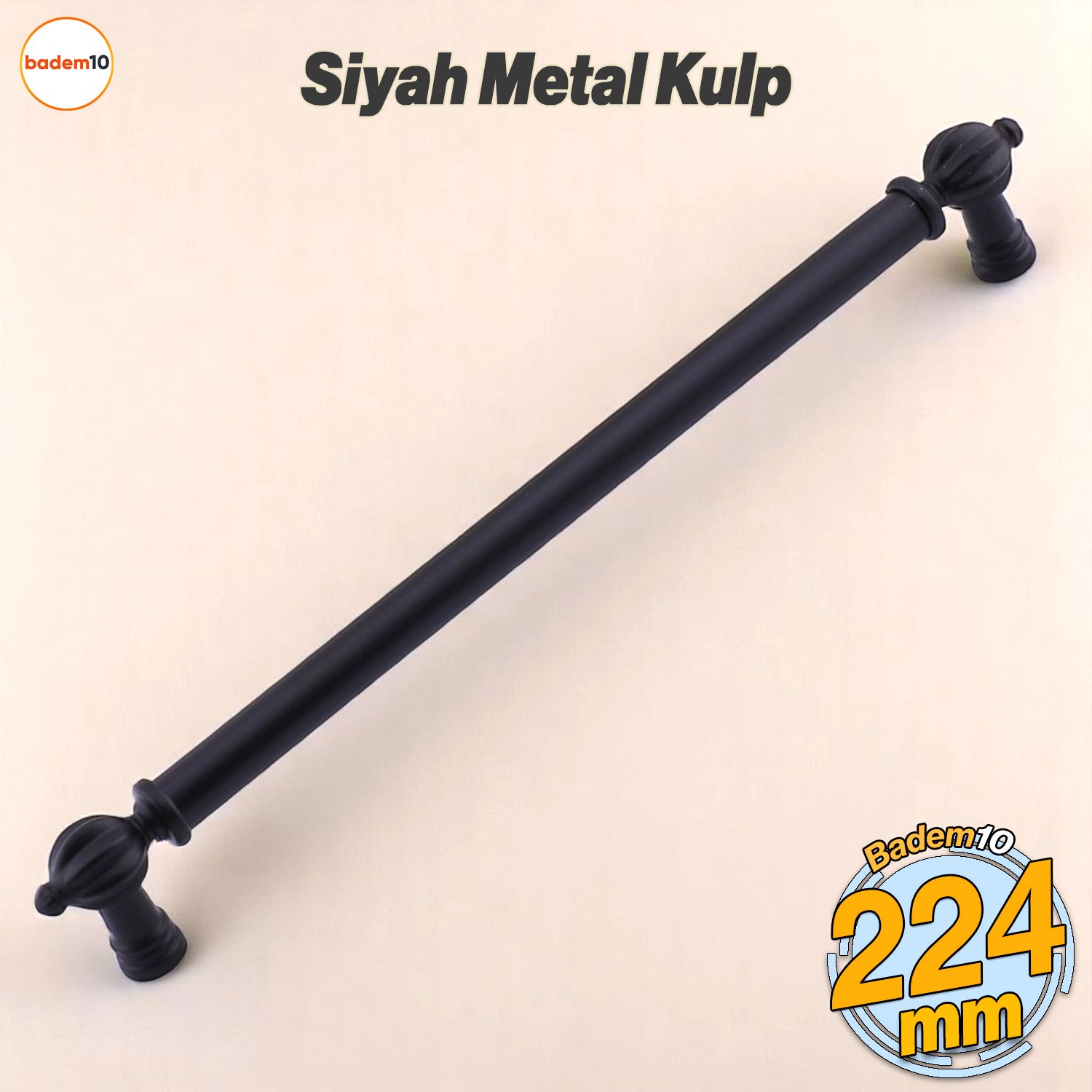 Defne Metal Kulp Siyah 224 mm Mobilya Çekmece Dolap Kapak Kulpları Kulb Kulpu Mutfak Dolabı