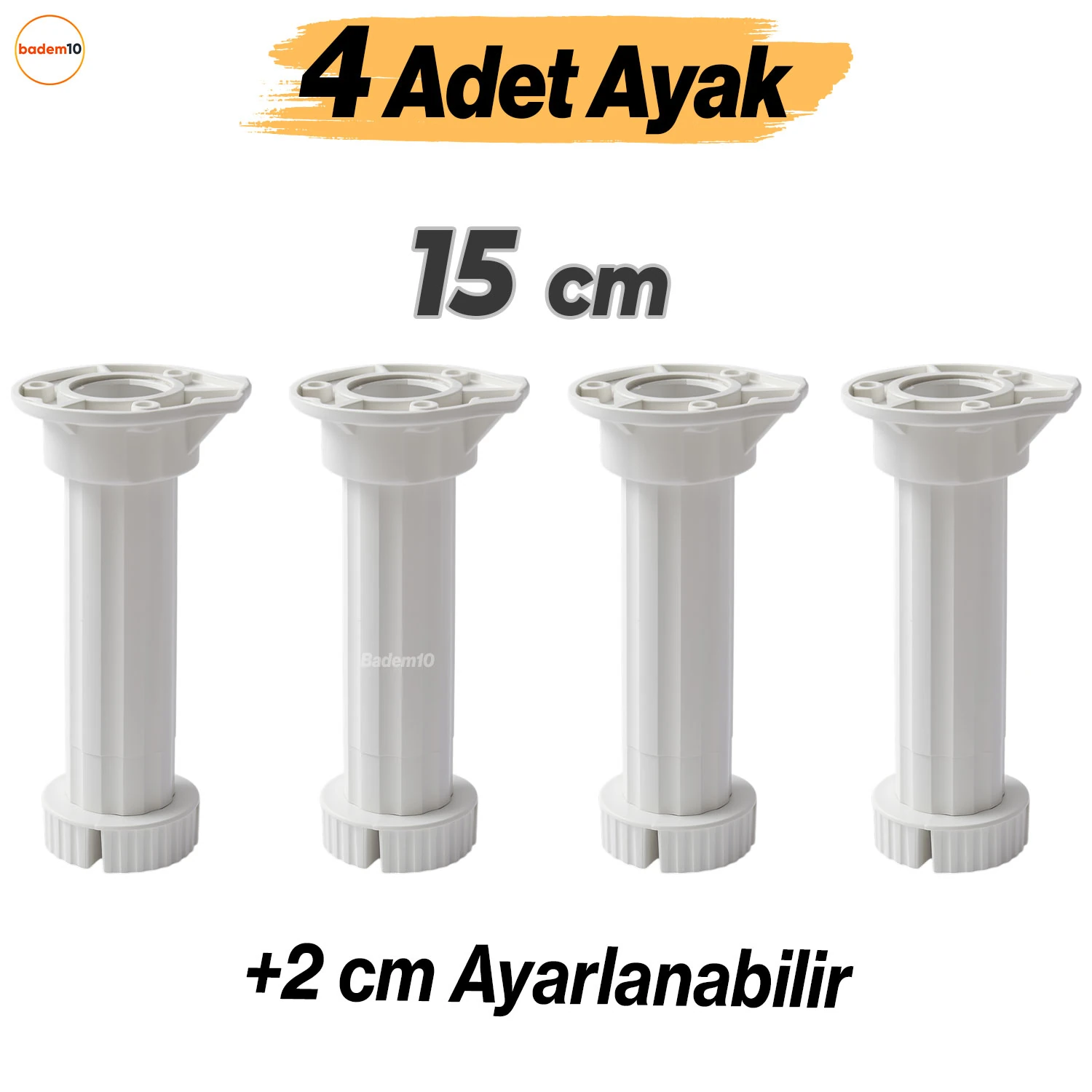 Ayarlanabilir 4 Adet 15 Cm Plastik Ayak Dolap Mobilya Tezgah Yükseltici Yükseltme Ayağı Ayakları