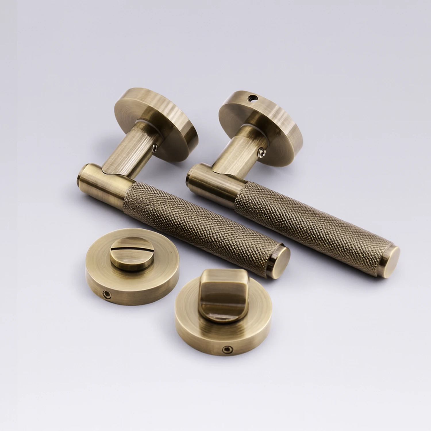 Antik Füme WC-BANYO Tipi Kapı Kolu Rozetli Sağ Sol Uygun Modern İç Kapı Kilitli 1 Takım