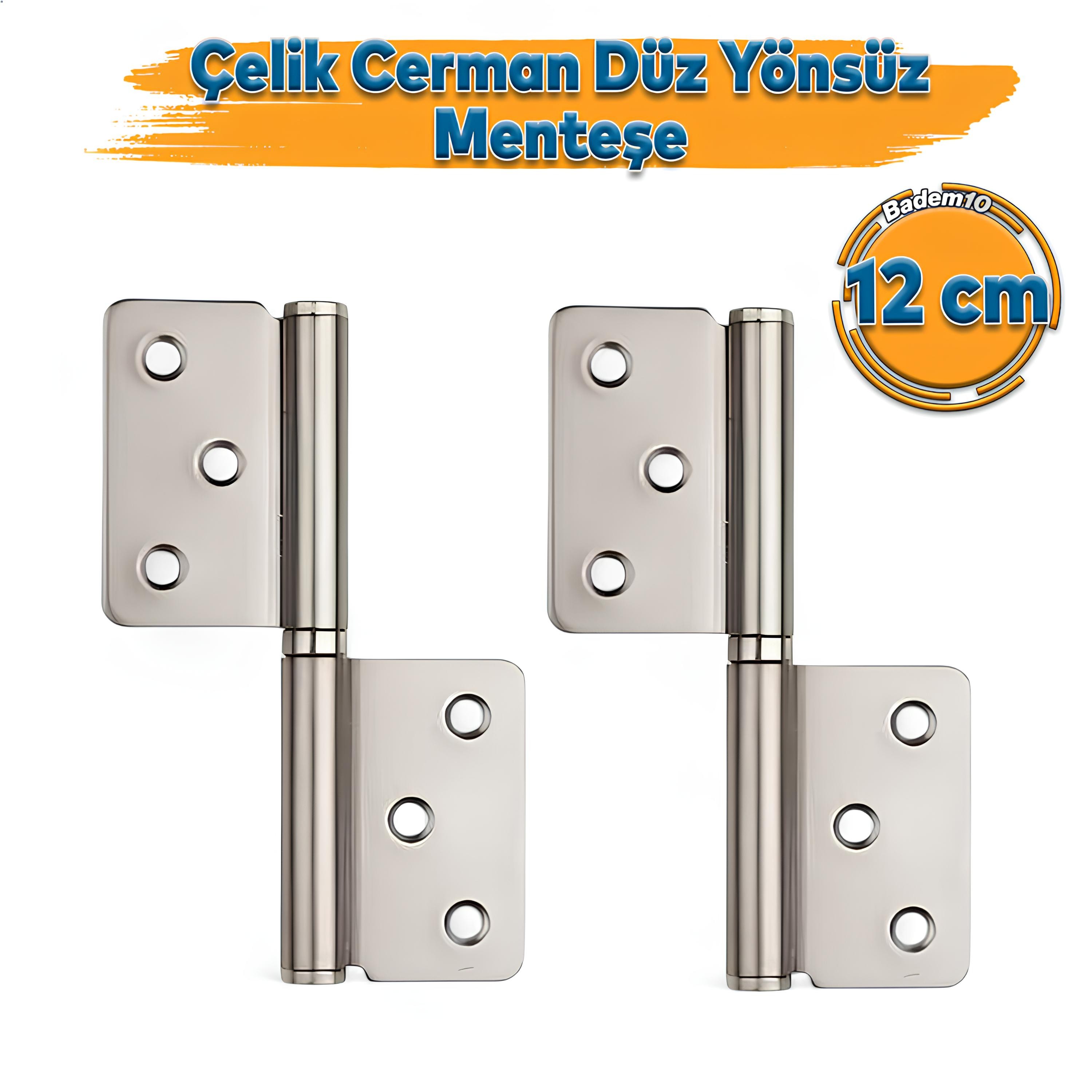 Yönsüz Cerman Çerman Alüminyum Kapı Menteşesi 2 Adet 2 li Kolay Montaj Dayanıklı Saten 12 cm Menteşe
