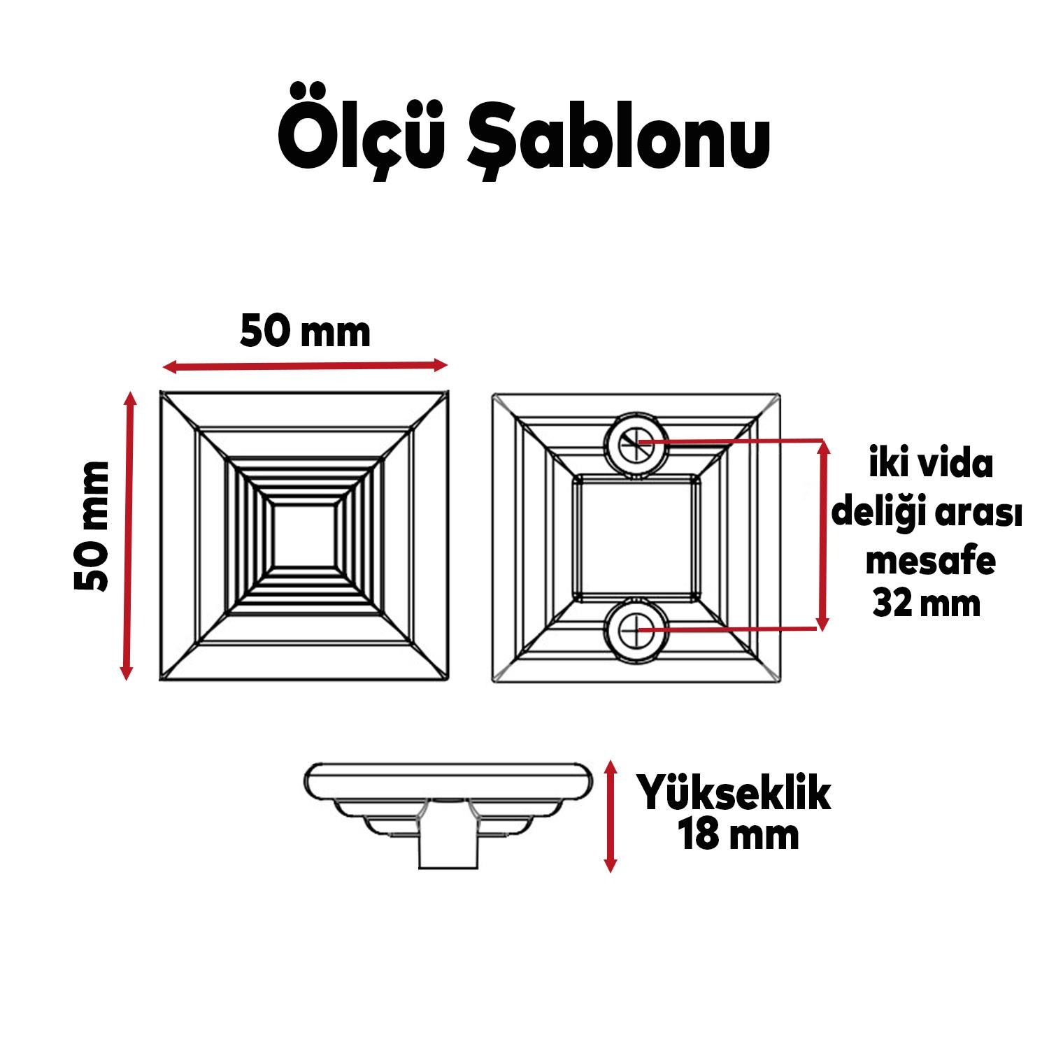Prenses Kare Mobilya Çekmece Mutfak Dolap Dolabı Kulpu Kulbu 32 Mm Mat Siyah Sert Plastik Kulpları