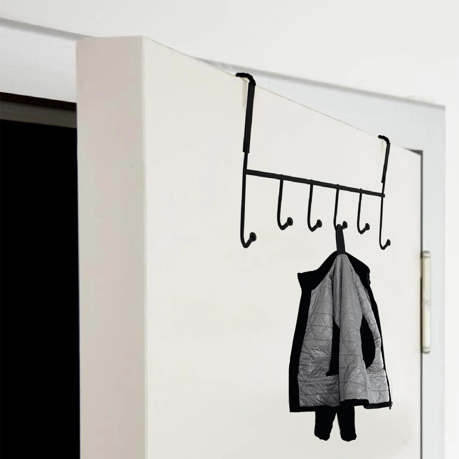 Ahşap Kapı Arkası Askılık Elbise Havlu Asma Askı Metal 6'lı Tekli Banyo Lavabo Sağlam Aparat Siyah