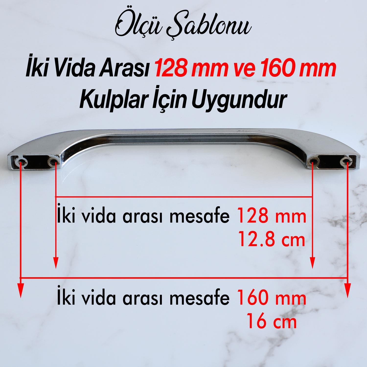 Ezgi Metal Krom Kulp 160 mm 16 cm Mobilya Çekmece Mutfak Dolabı Dolap Kulpları Kapak Kulpu Kulbu