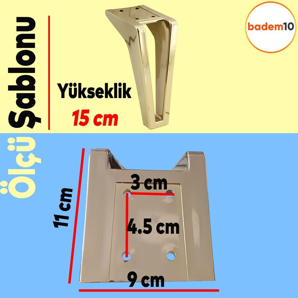 Penta Lüks Mobilya Kanepe Sehpa Tv Ünitesi Koltuk Ayağı 15 Cm Altın Gold Baza Ayakları