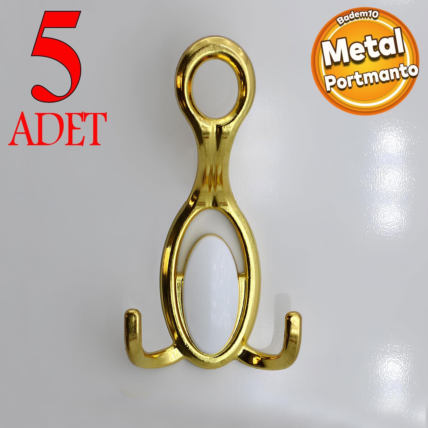 İlknur 5 Adet Portmanto Vestiyer Duvar Askısı Metal Dolap Elbise Askılığı Askılık Gold Beyaz 5 Adet