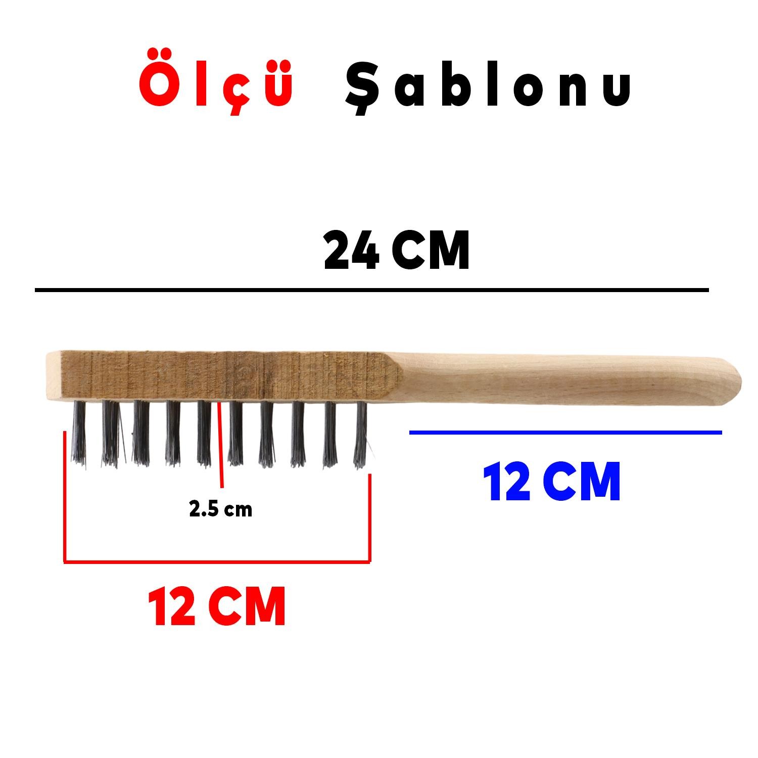 Ahşap Saplı Tel Fırça Kir Pas Mangal Barbekü Izgara Çok Amaçlı Temizleme Fırçası No 4