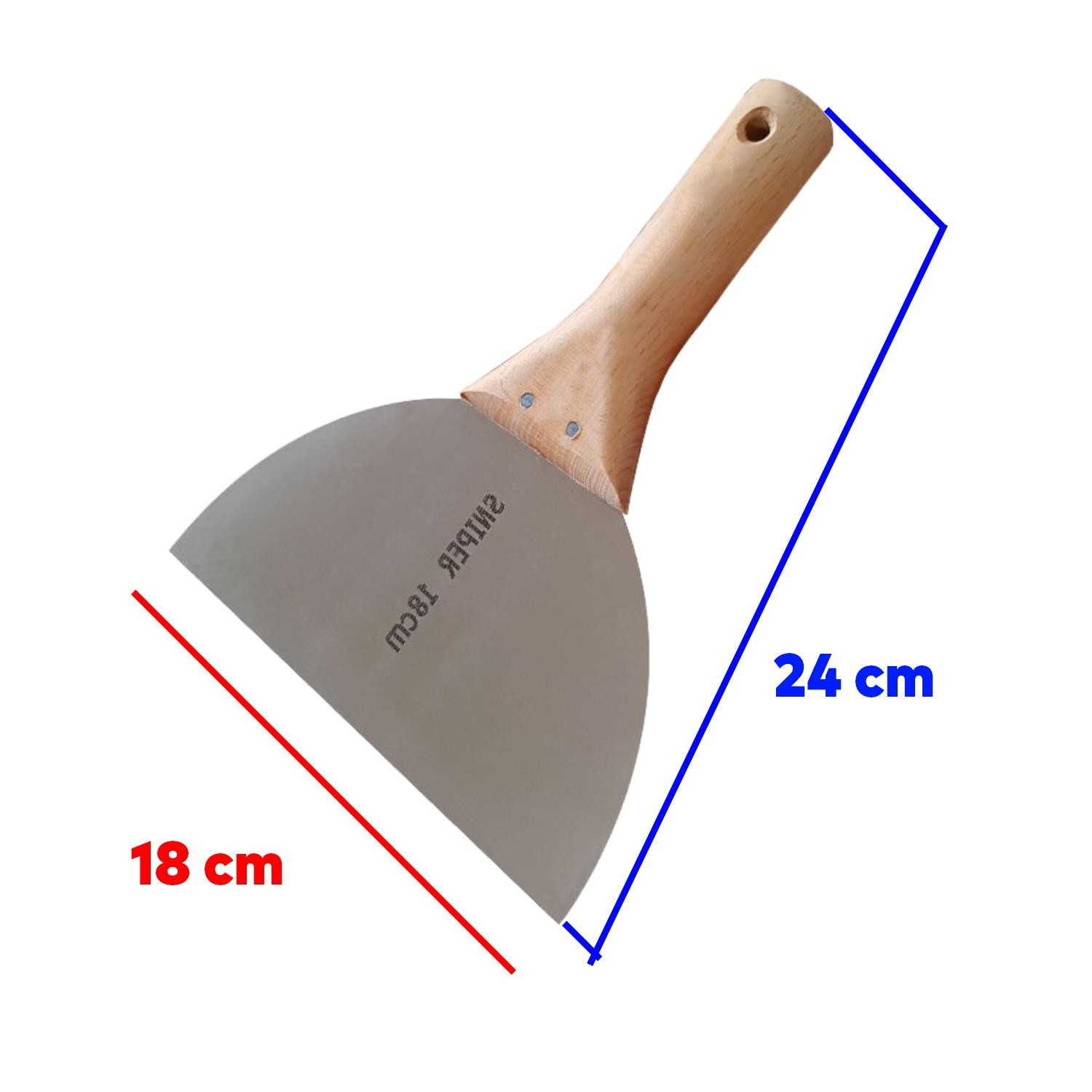 Ahşap Saplı Metal Spatula Temizlik Boya Sıva Kazıma Harç Karıştırma Ispatulası 18 cm 180 mm