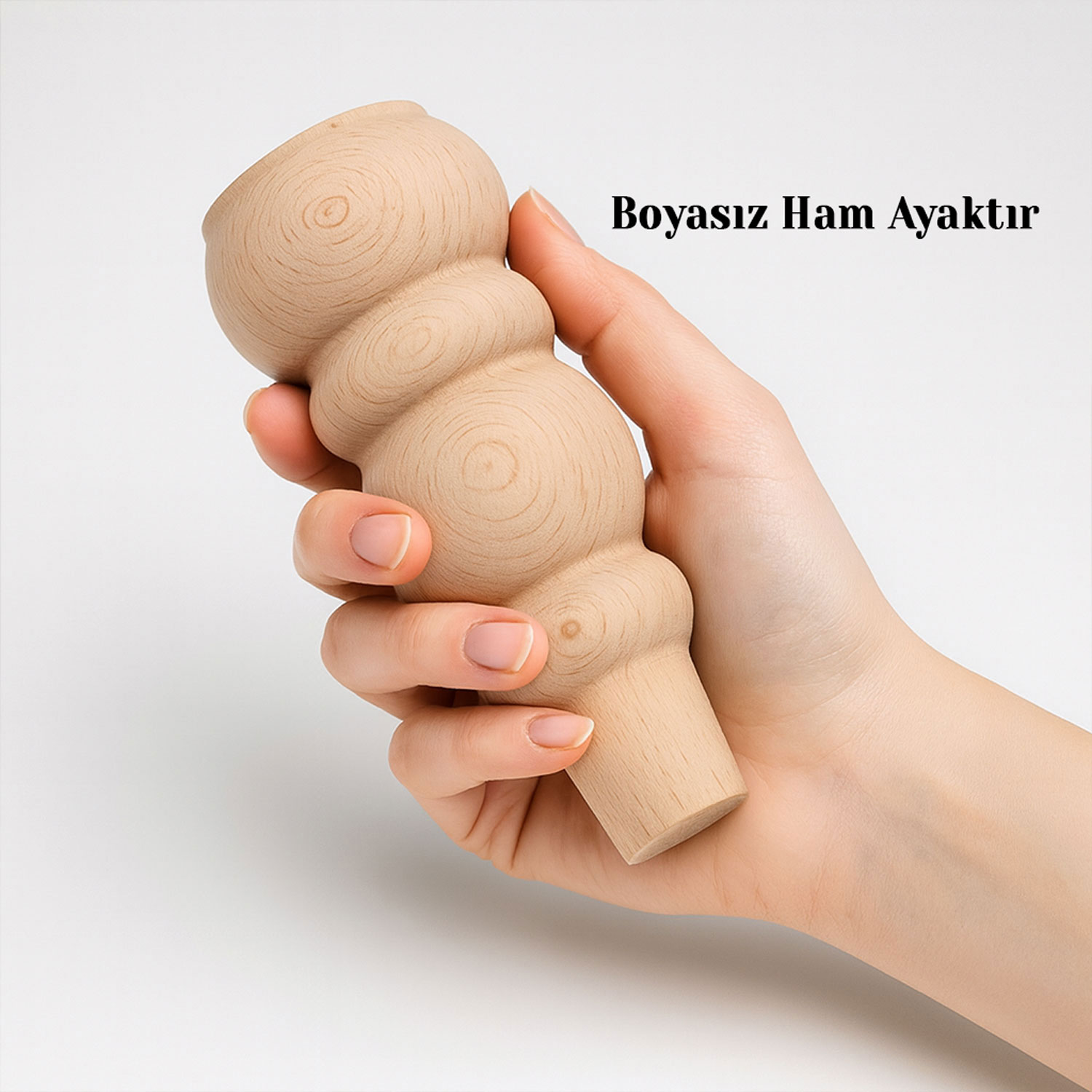 Bohem 17 cm  4'lü Set Boyasız Ham Doğal Ahşap Ayak Silindir Mobilya Koltuk Kanepe Ayağı Aparat Dahil