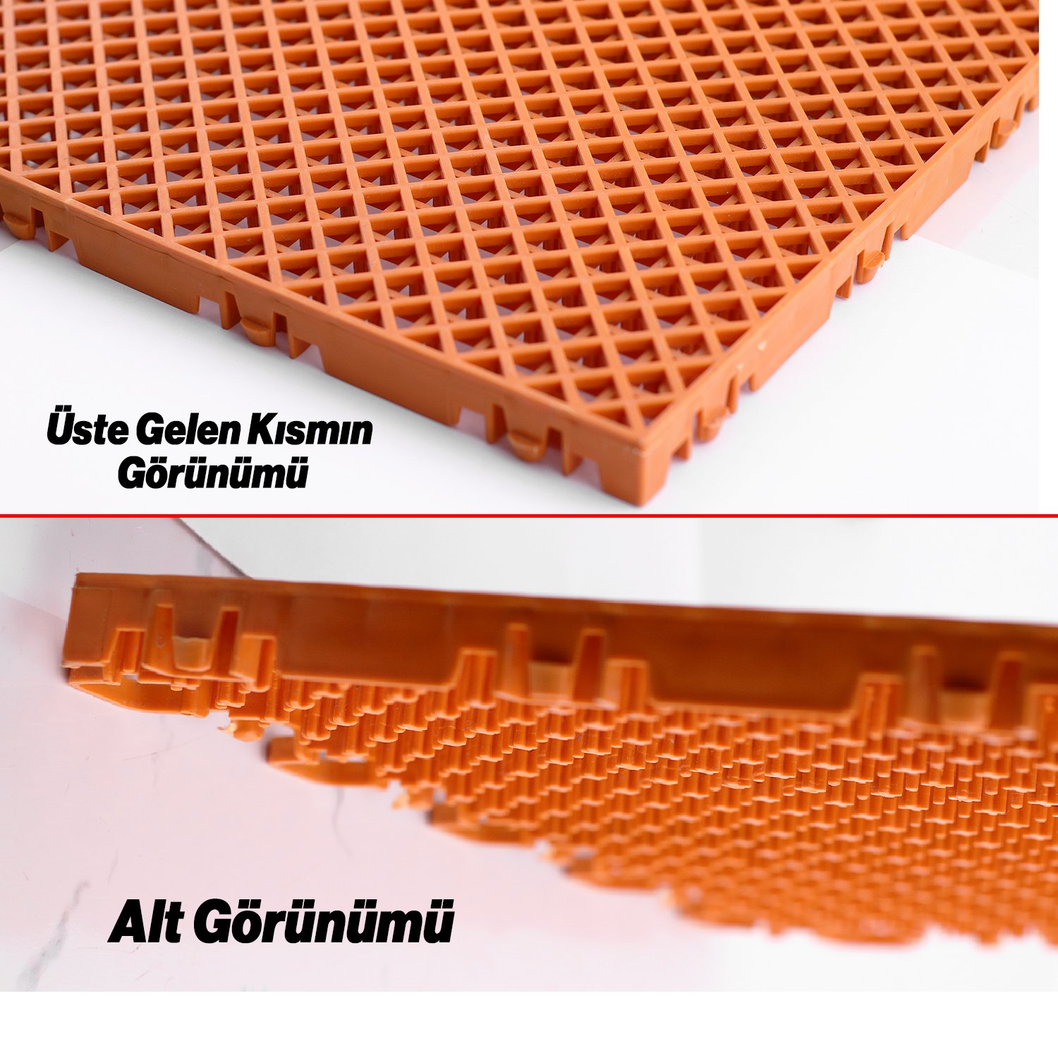 Plastik Karo Banyo Wc Lavabo Tuvalet Zemin Izgarası 30x30 cm Turuncu Renk 6 Adet Kaydırmaz Izgara