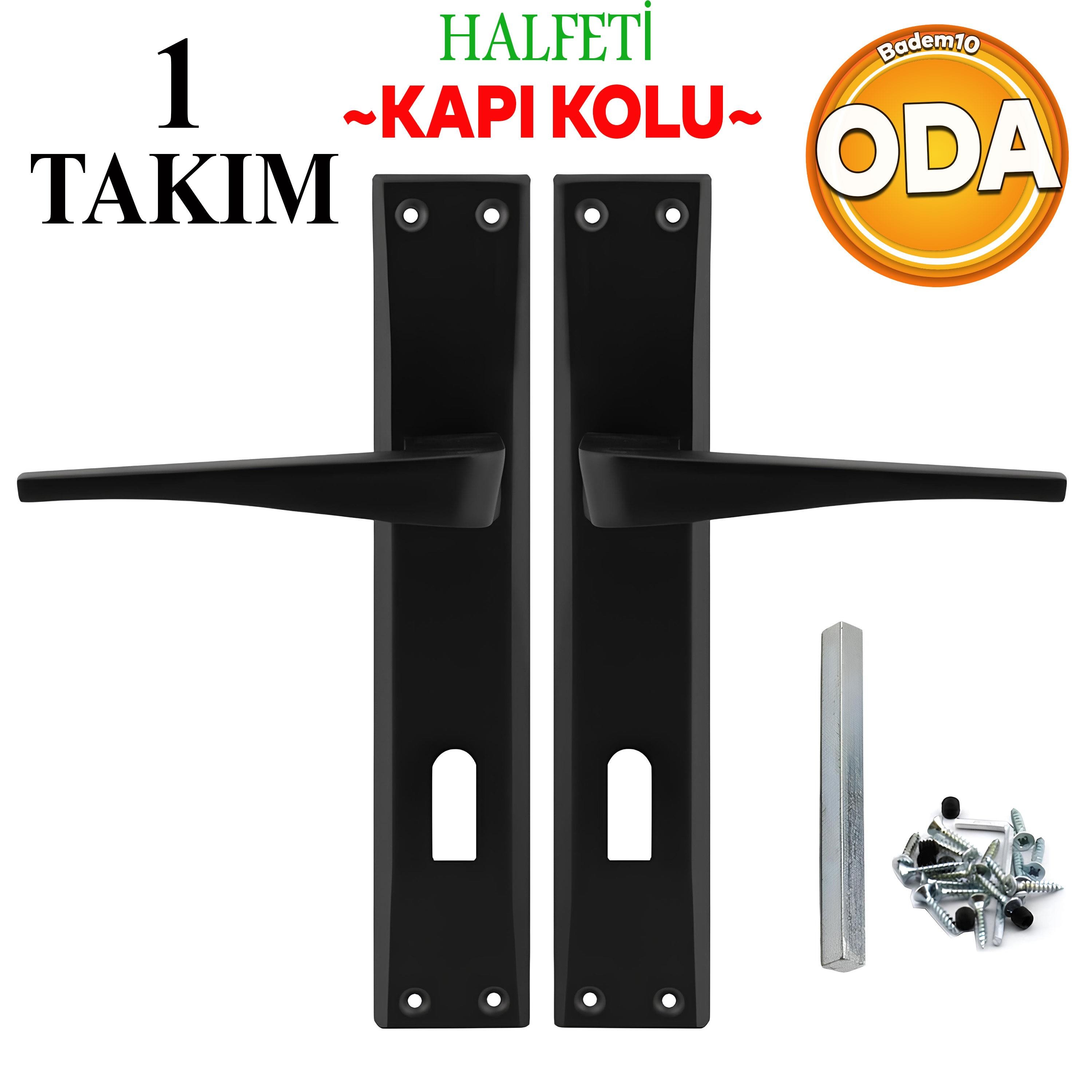 Halfeti Oda Kapı Kolu Mat Siyah Aynalı Sağa Sola Uygun Ön Arka Oda Kapısı 1 Takım