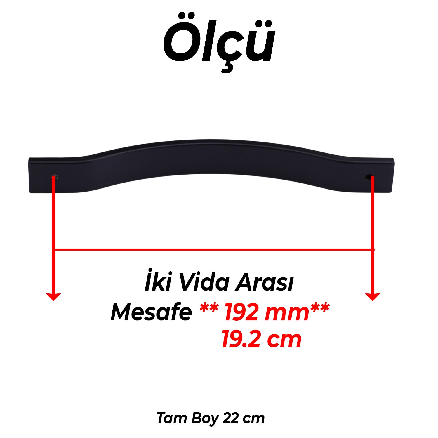 Akasya 192 mm 10 Adet Siyah Metal Çizgili Mobilya Kulpu Paslanmaz Çizilmeye Dayanıklı Tutamak Kulbu