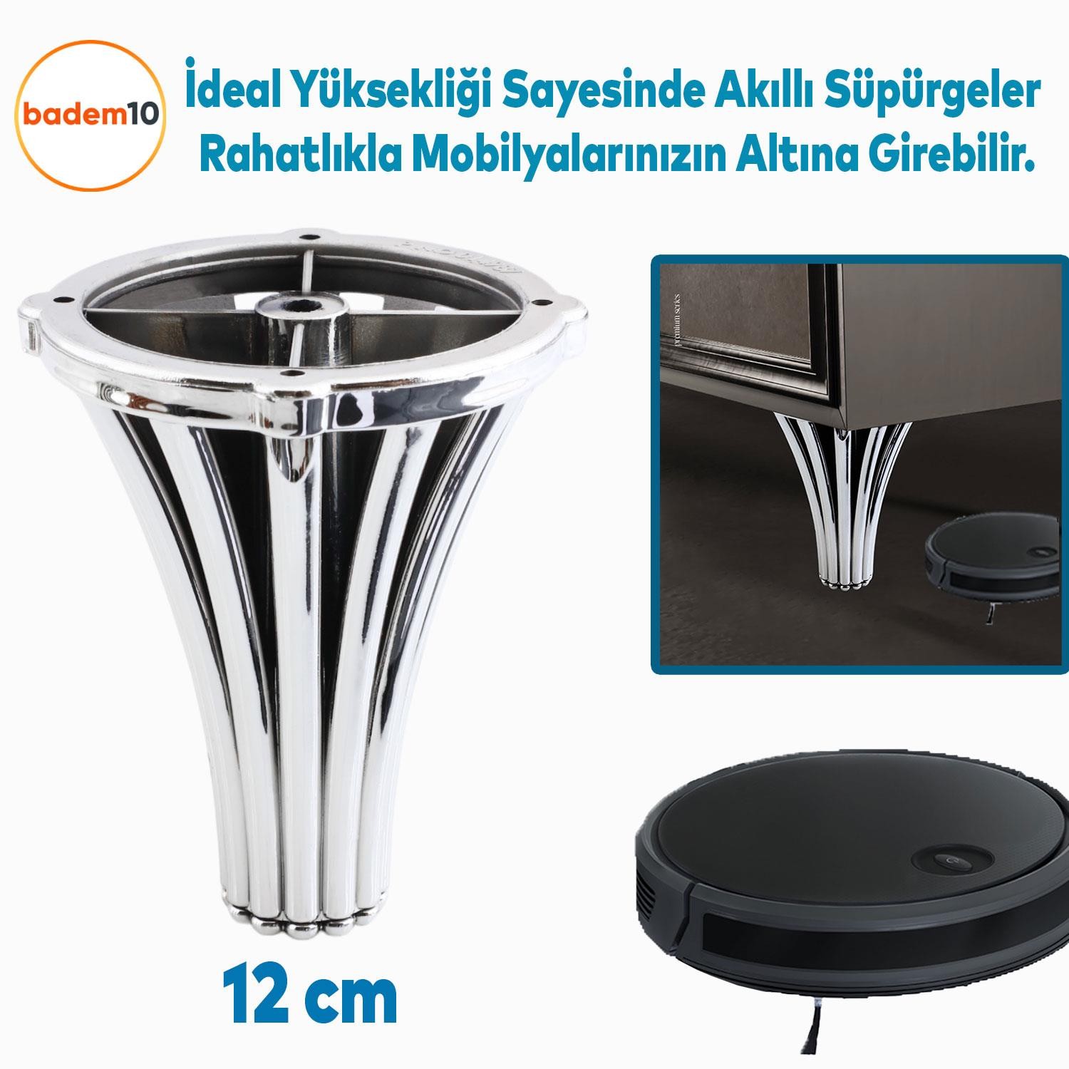 (4 ADET) İstanbul 12 cm Krom Mobilya Kanepe Koltuk Tv Ünitesi Konsol Ayağı Ayak Ayakları