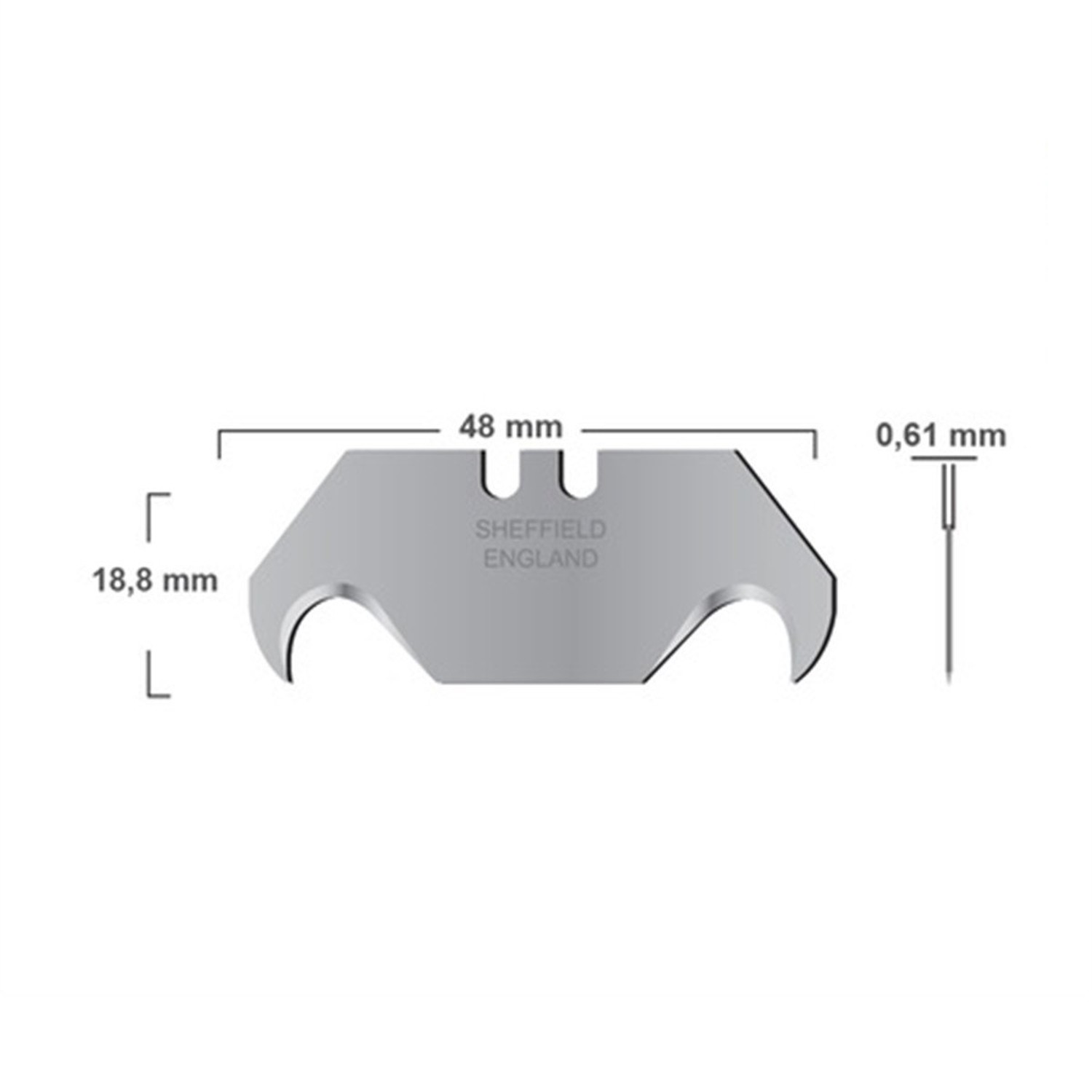 İthal Kancalı Rötuş Bıçak Yedeği Kesme Boynuz Bıçak Maket Bıçağı 10'lu Paket 18.8x51.5x0,61mm