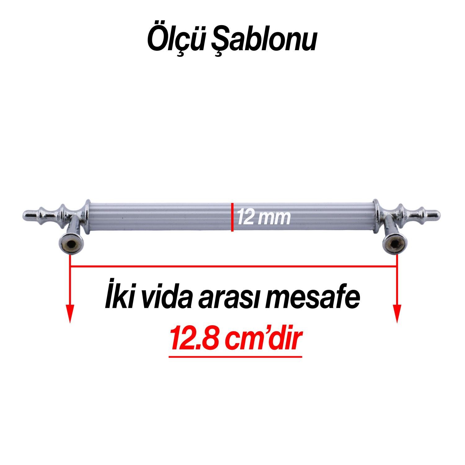 Erciyes Kulp Mobilya Mutfak Dolabı Çekmece Dolap Kulpları Kapak Kulpu Kulbu Beyaz Krom 128 mm Metal