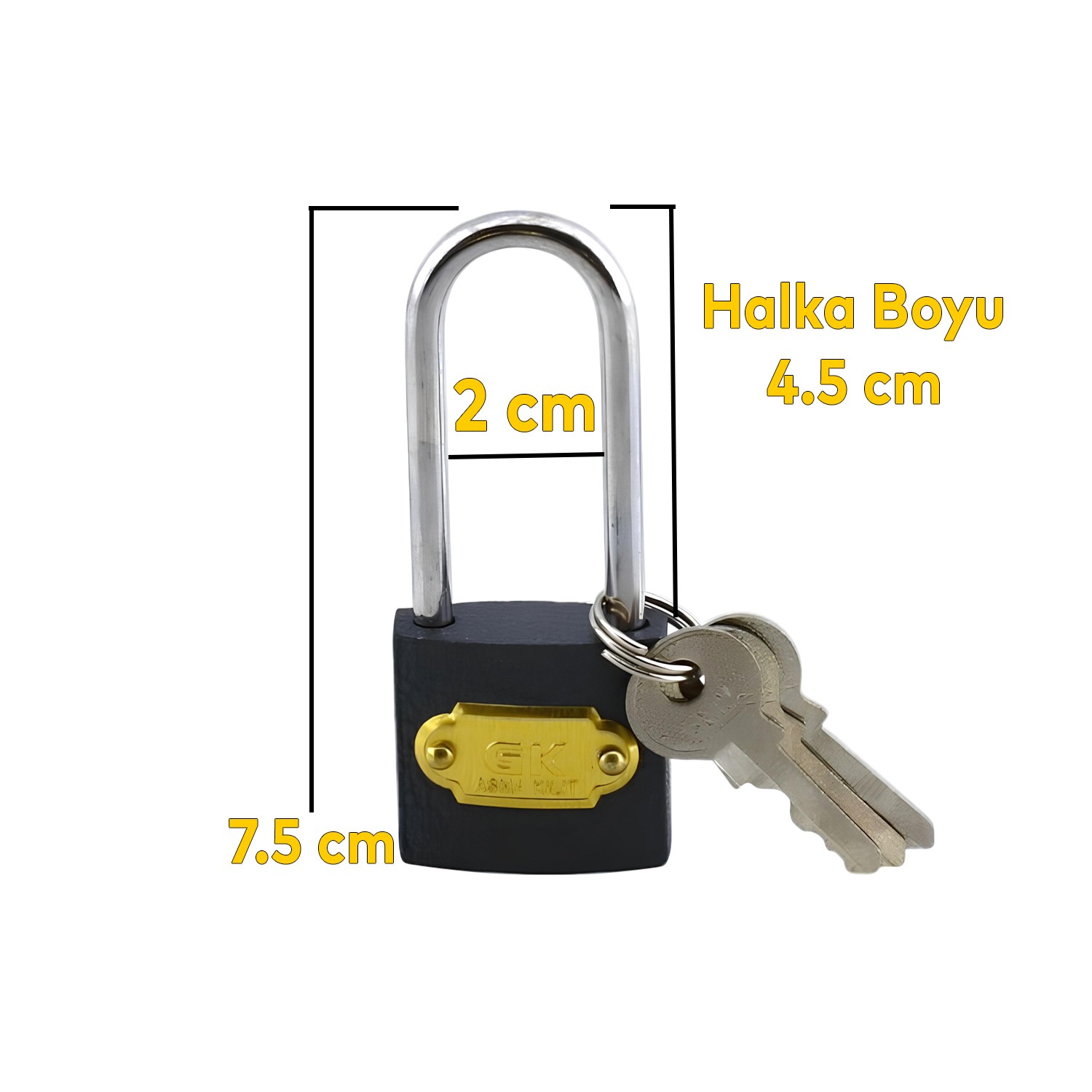 Gri Döküm 3 Anahtarlı Asma Kilit 32 mm Uzun