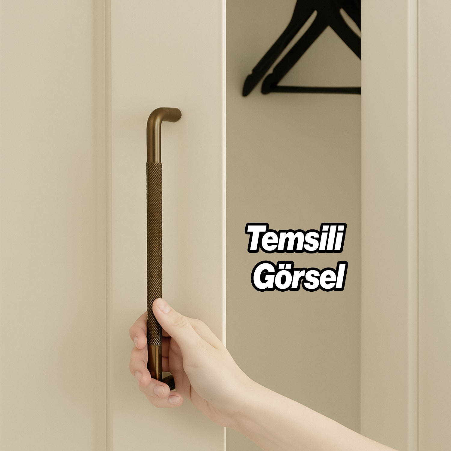Tırtıklı Bronz Metal Kulp 320 mm 32 cm Mobilya Çekmece Dolap Dolabı Modern Kapak Kulpları