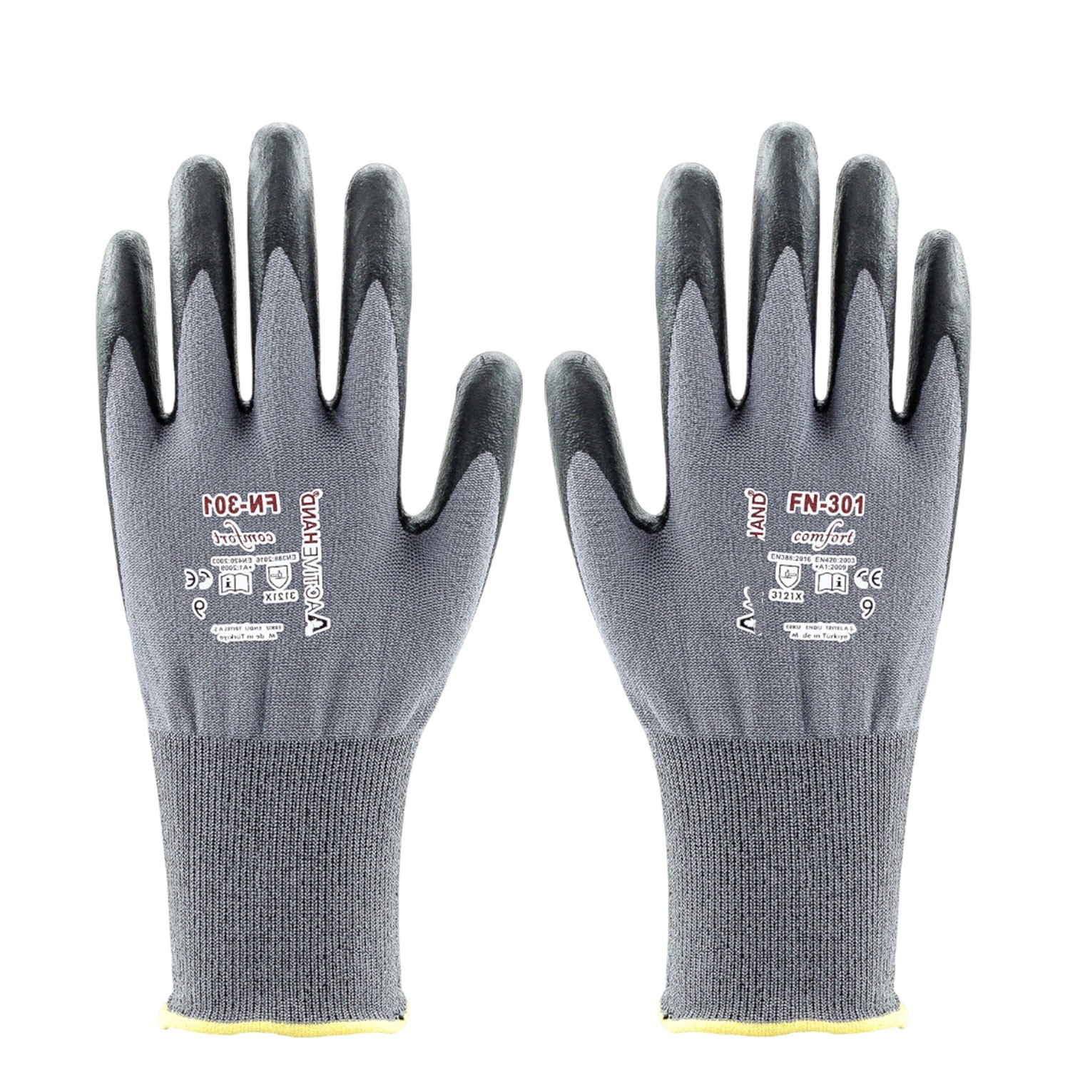 Ultra Grip Nitril Kaplı Eldiven 9 L Beden Kaymaz Dayanıklı Sanayi Tipi İş Eldiveni Güvenlik Koruyucu