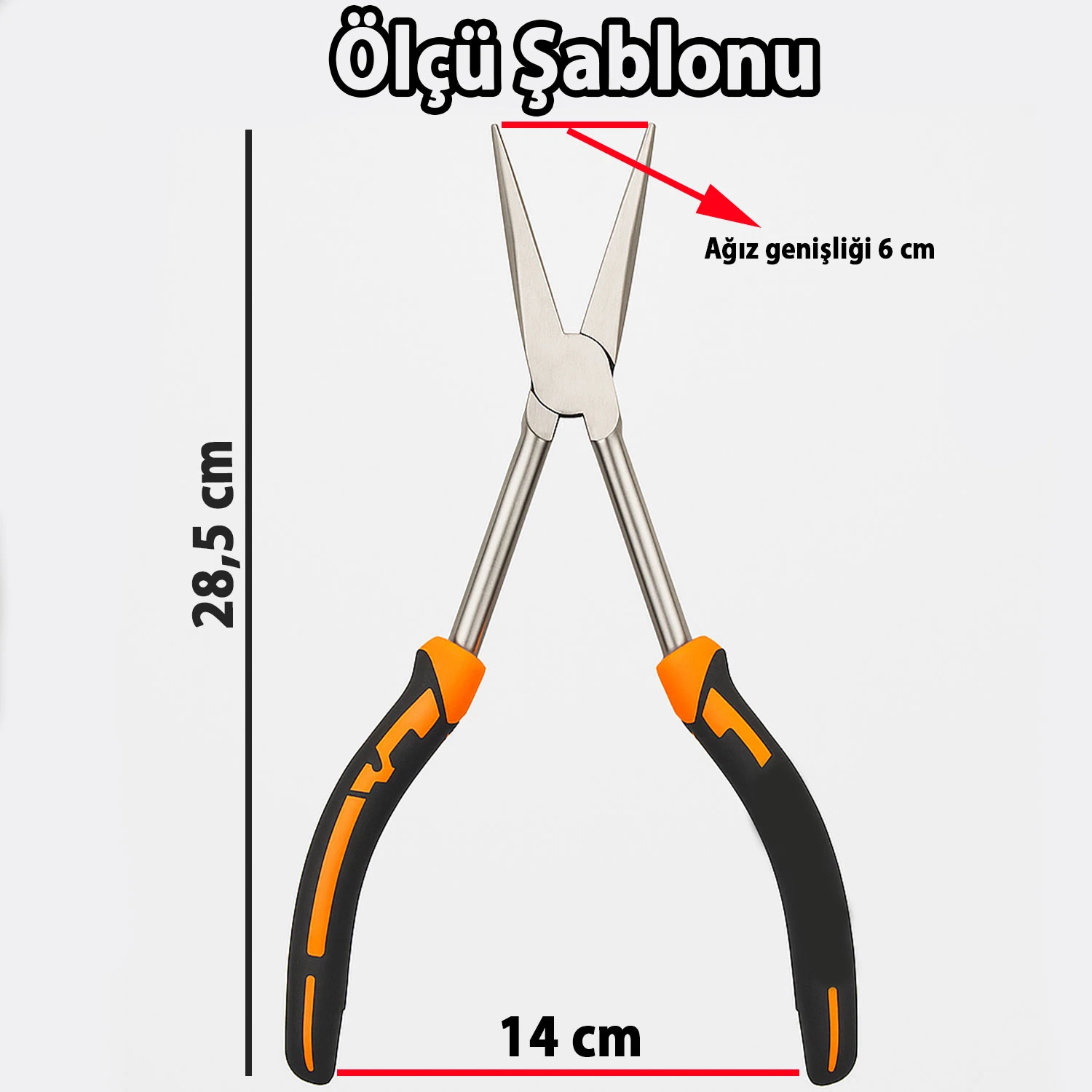 Uzun Düz Kargaburun Pense 11 İnç Profesyonel İnce Uçlu El Aleti Elektrikçi Hobi Atölye Kullanımı